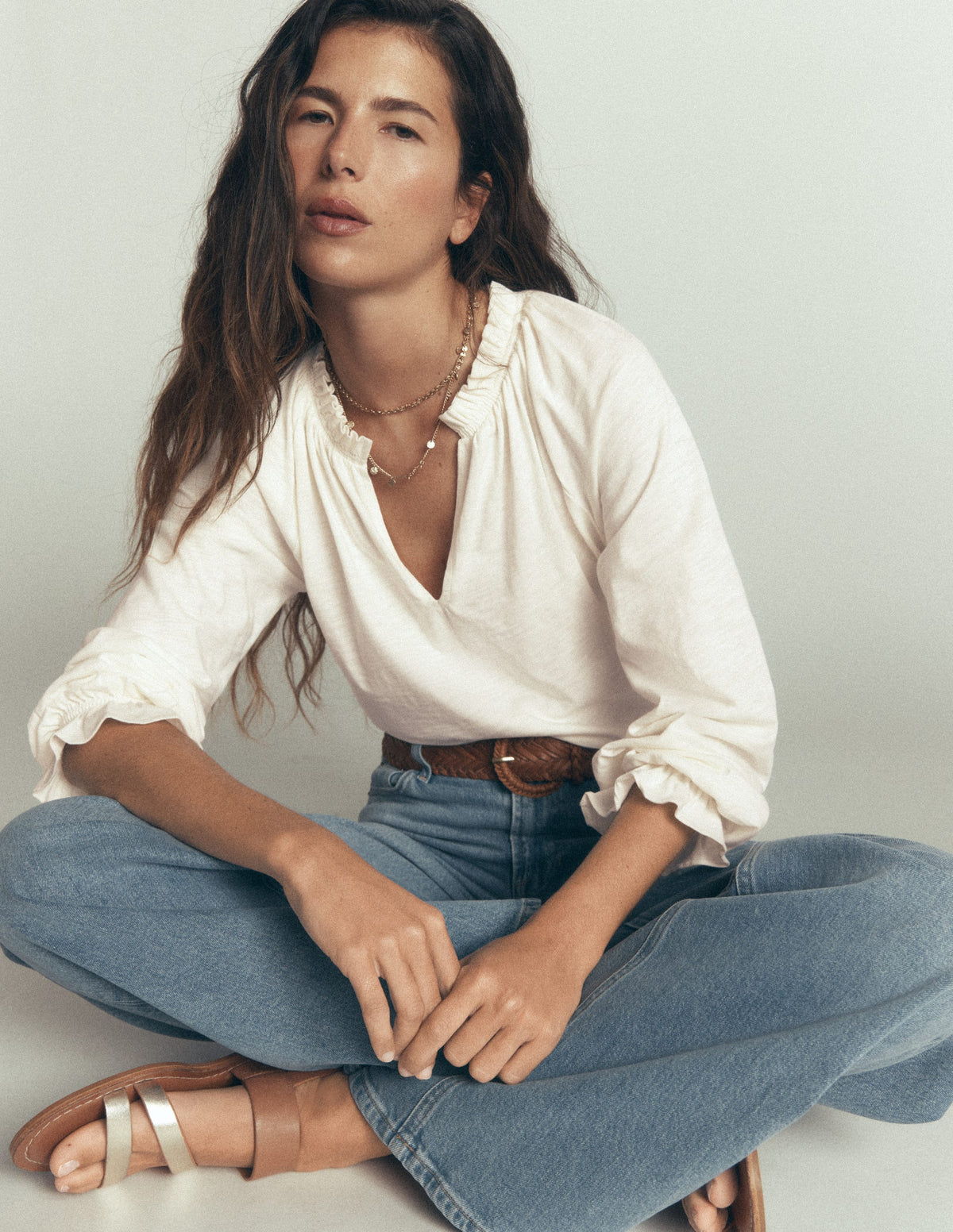 Pia Ruffle Detail Top-Ivory - Image 1