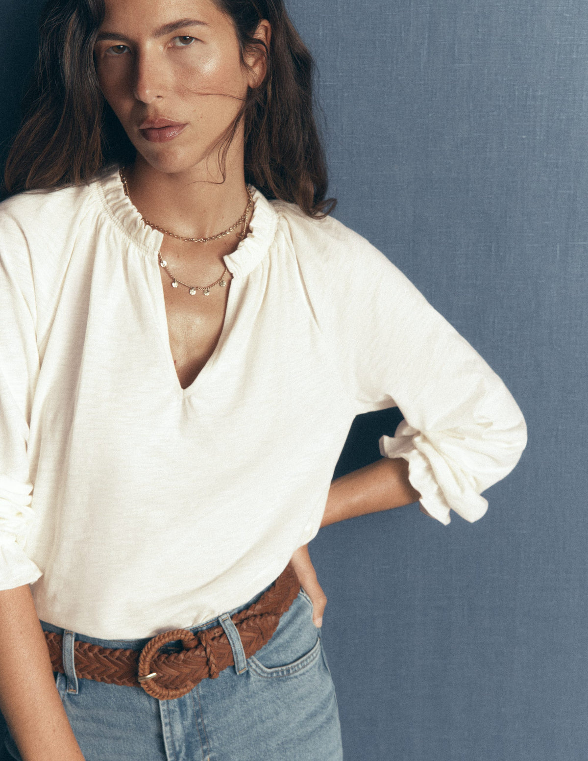 Pia Ruffle Detail Top-Ivory - Image 2
