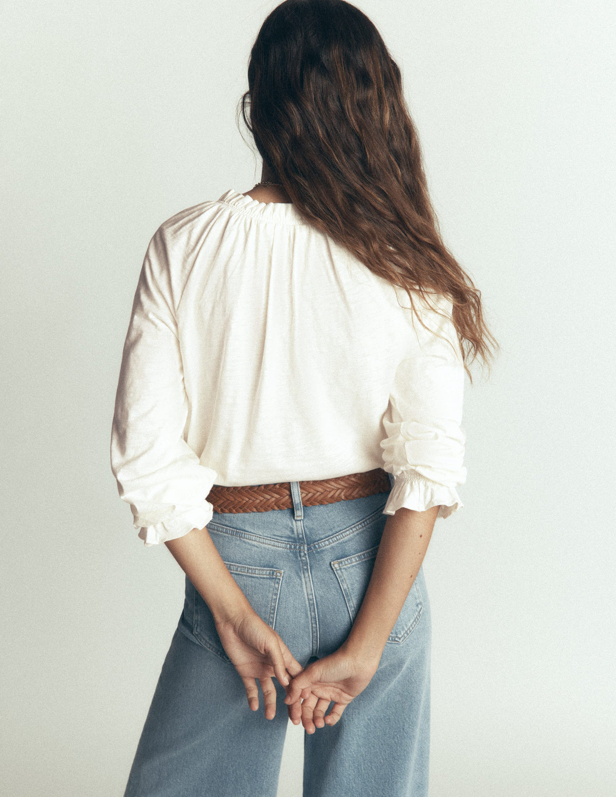 Pia Ruffle Detail Top-Ivory - Image 3