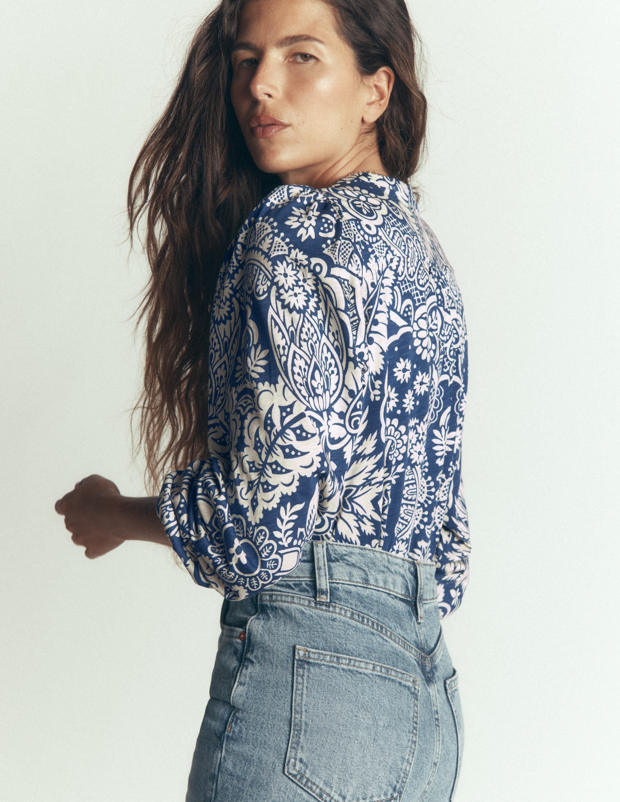 Ara Jersey Shirt-True Navy,  Arabesque Meadows - Image 3