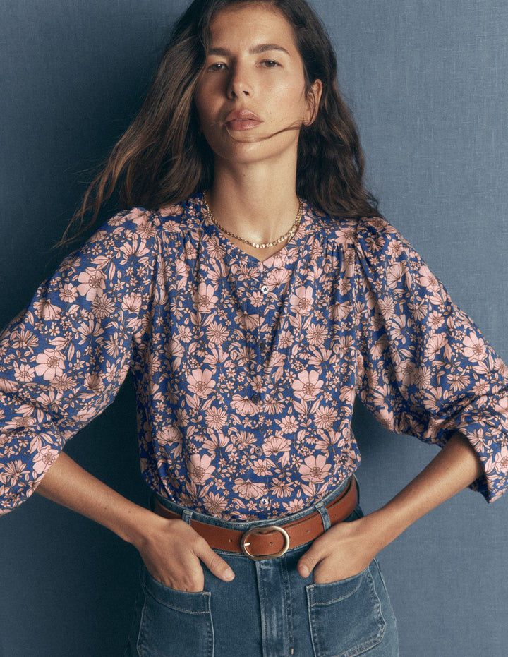 Ara Jersey Shirt-Rose Smoke, Floral Field