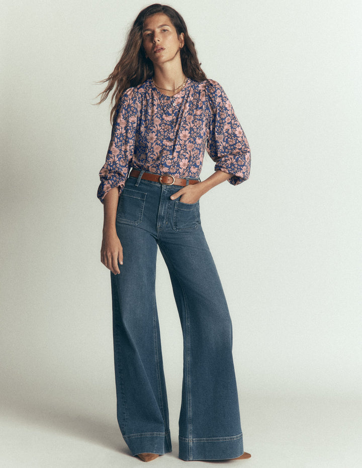 Ara Jersey Shirt-Rose Smoke, Floral Field