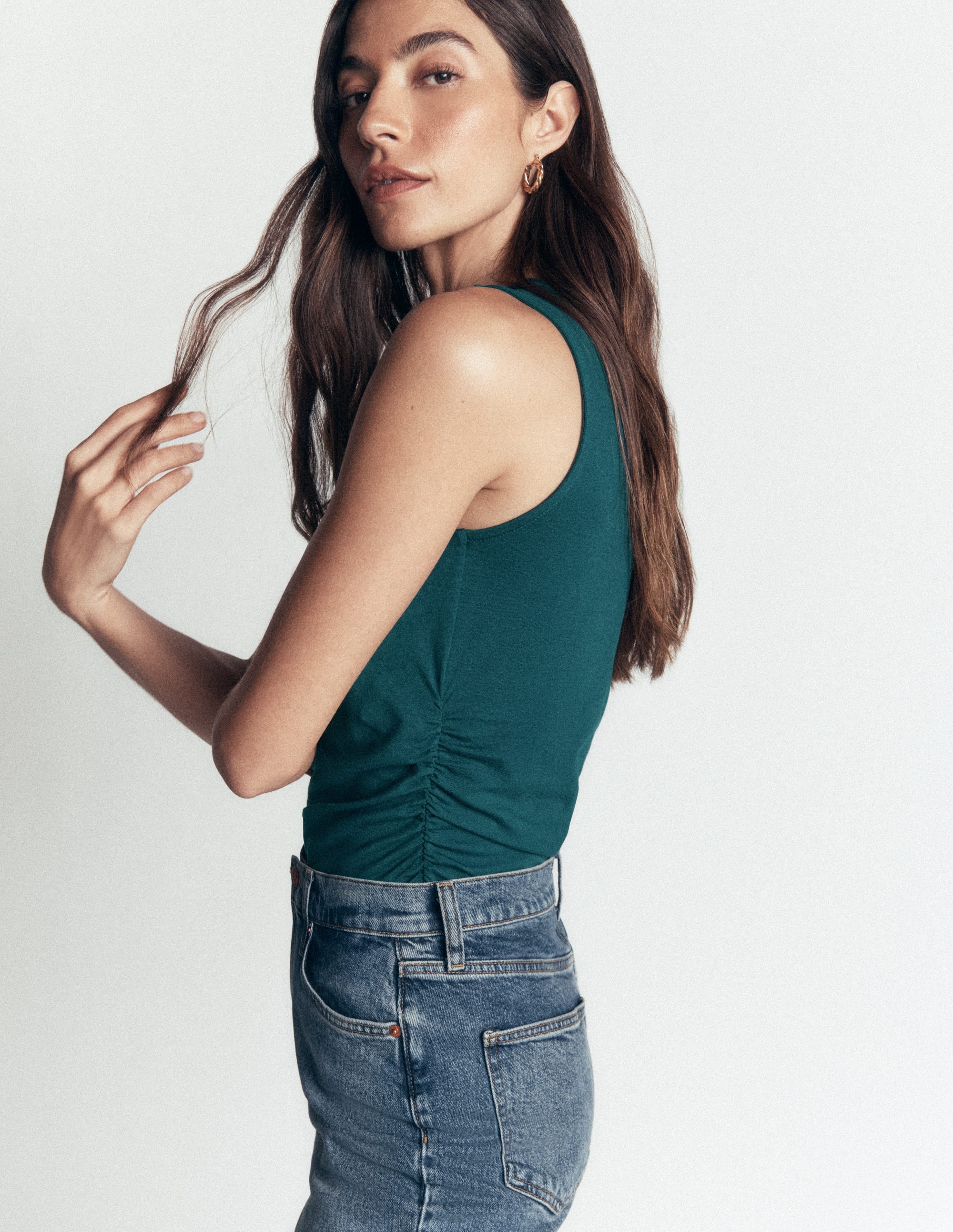 Tia Sleeveless Ruch Jersey Top-Midnight Teal - Image 5