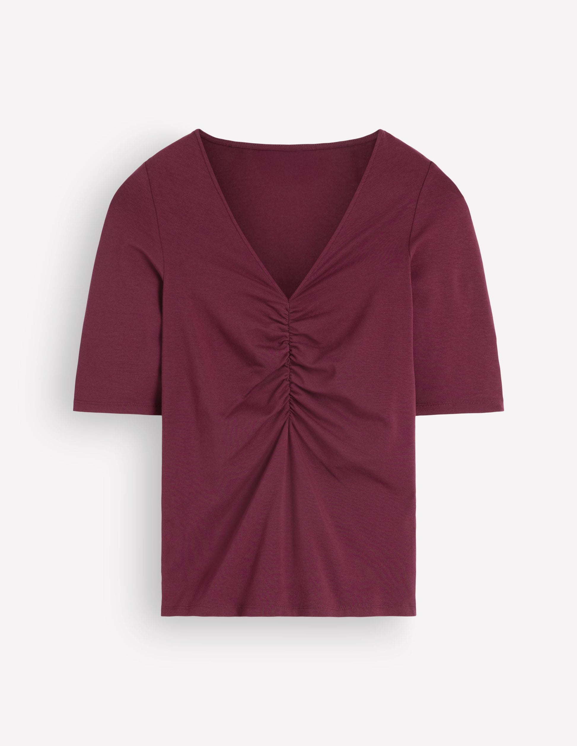 Tia Ruched V-neck Top-Deep Wisteria-5