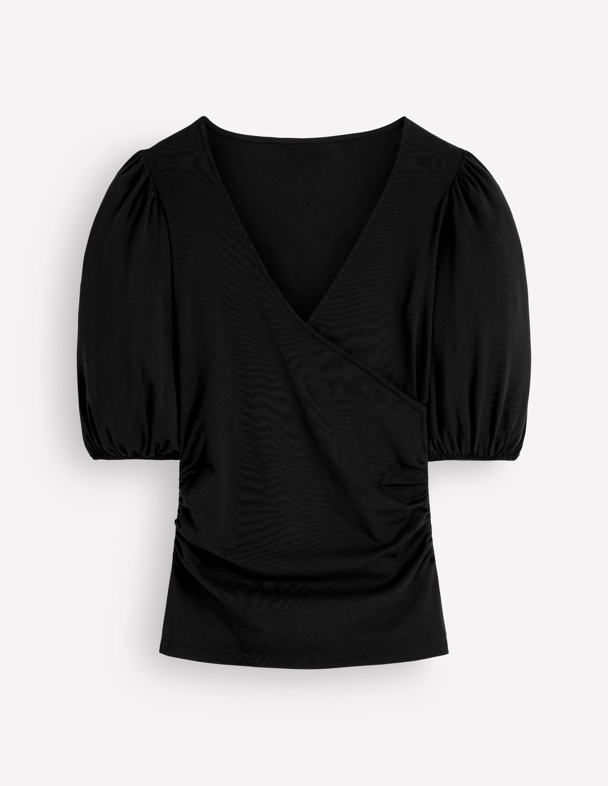 Tia Ruched Wrap Top-Black-5