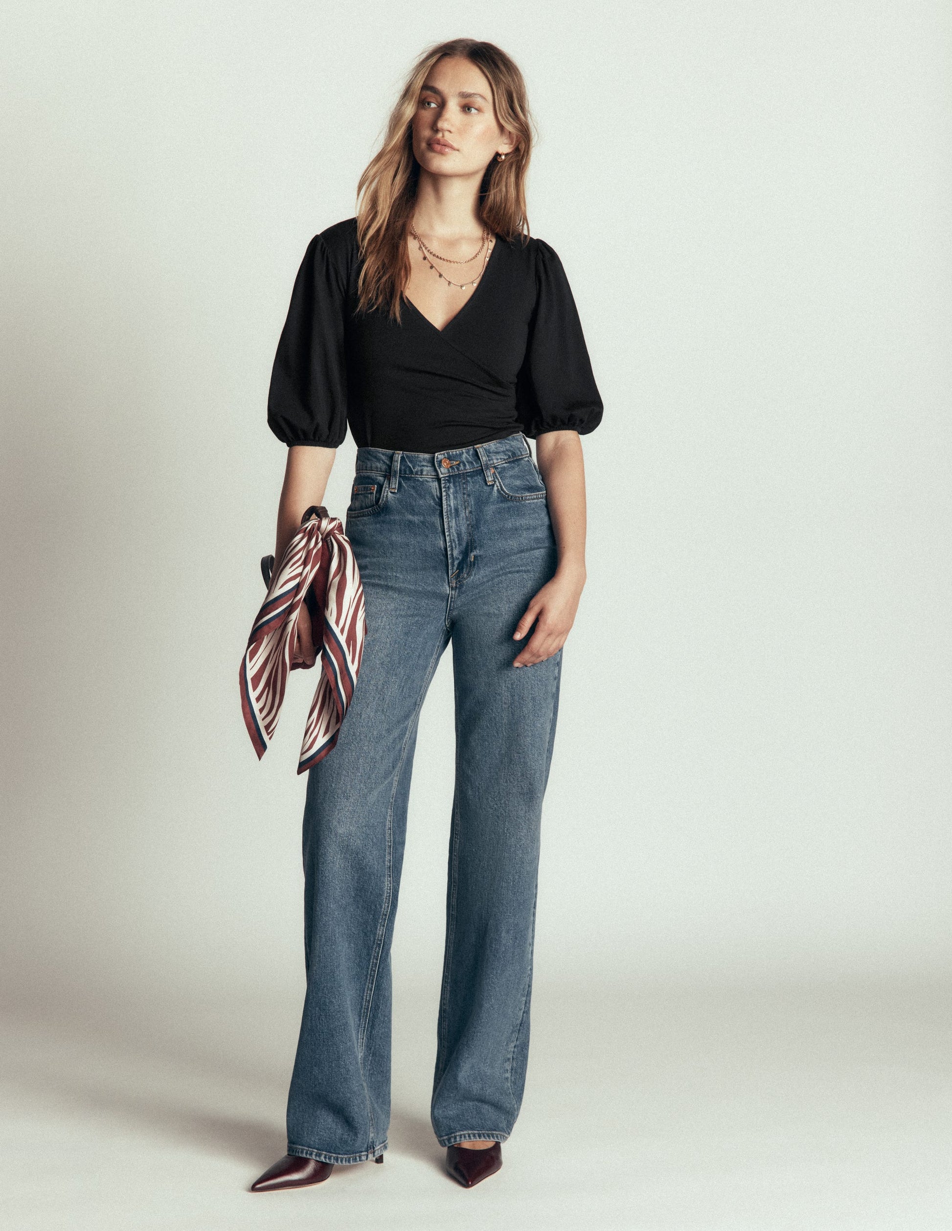 Tia Ruched Wrap Top-Black-4
