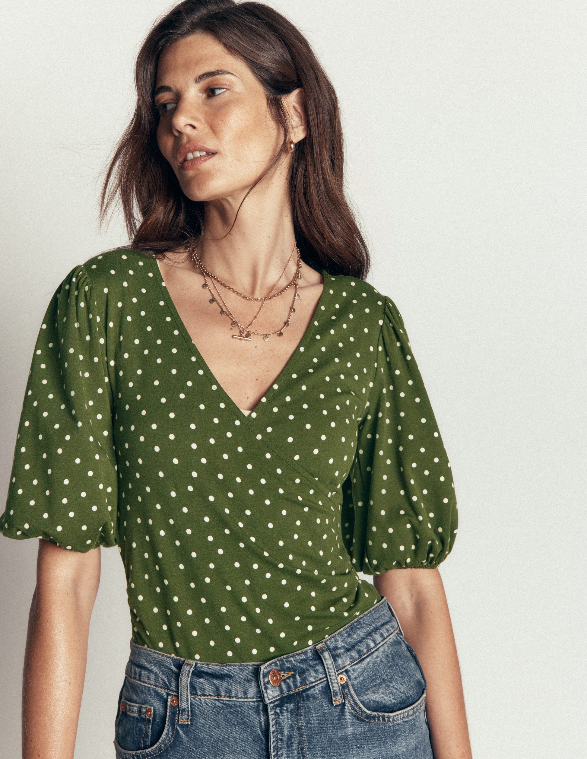 Tia Ruched Wrap Top-Boden Spot-1