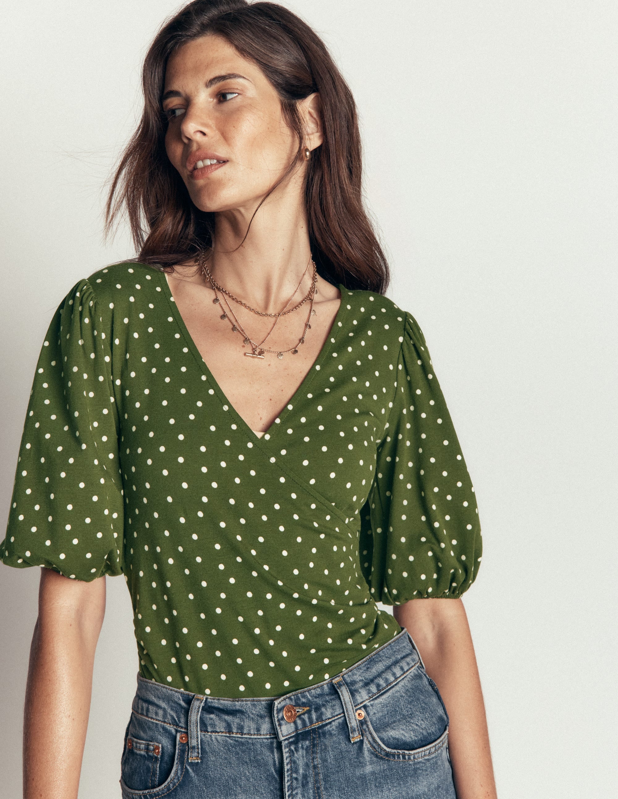 Tia Ruched Wrap Top-Boden Spot - Image 1