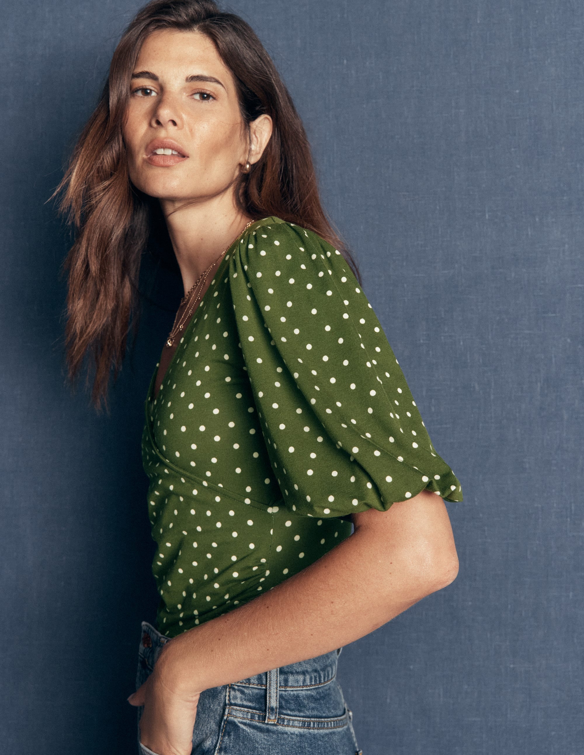 Tia Ruched Wrap Top-Boden Spot - Image 2
