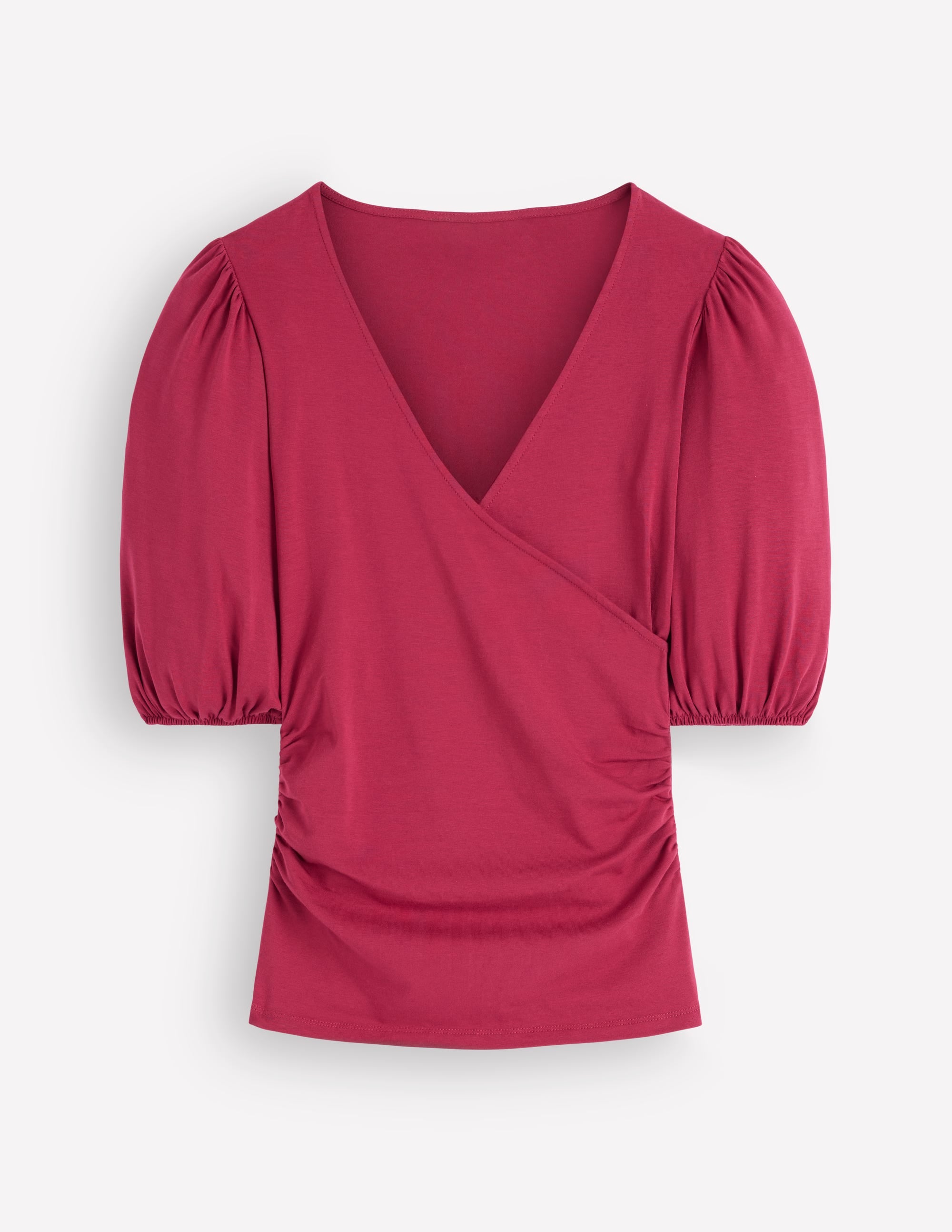 Tia Ruched Wrap Top-Ruby Red - Image 5