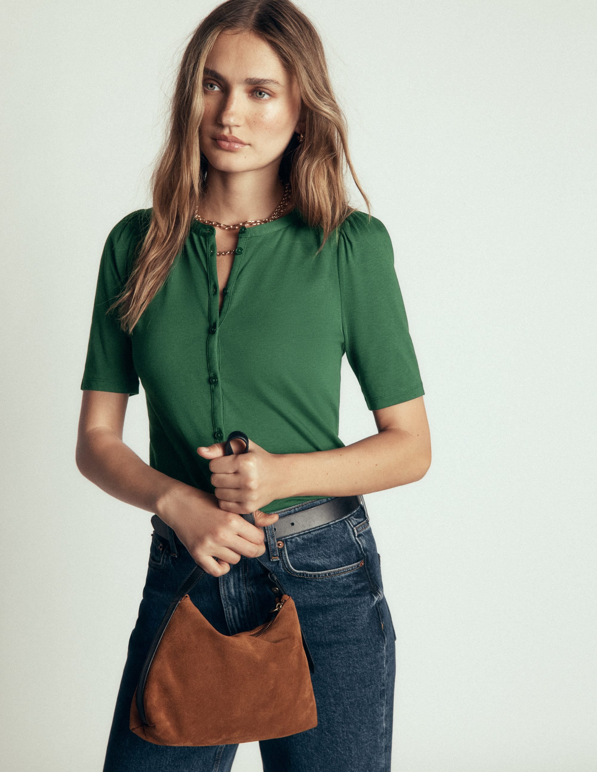 Supersoft Short Puff Shirt-Hunter Green - Image 4