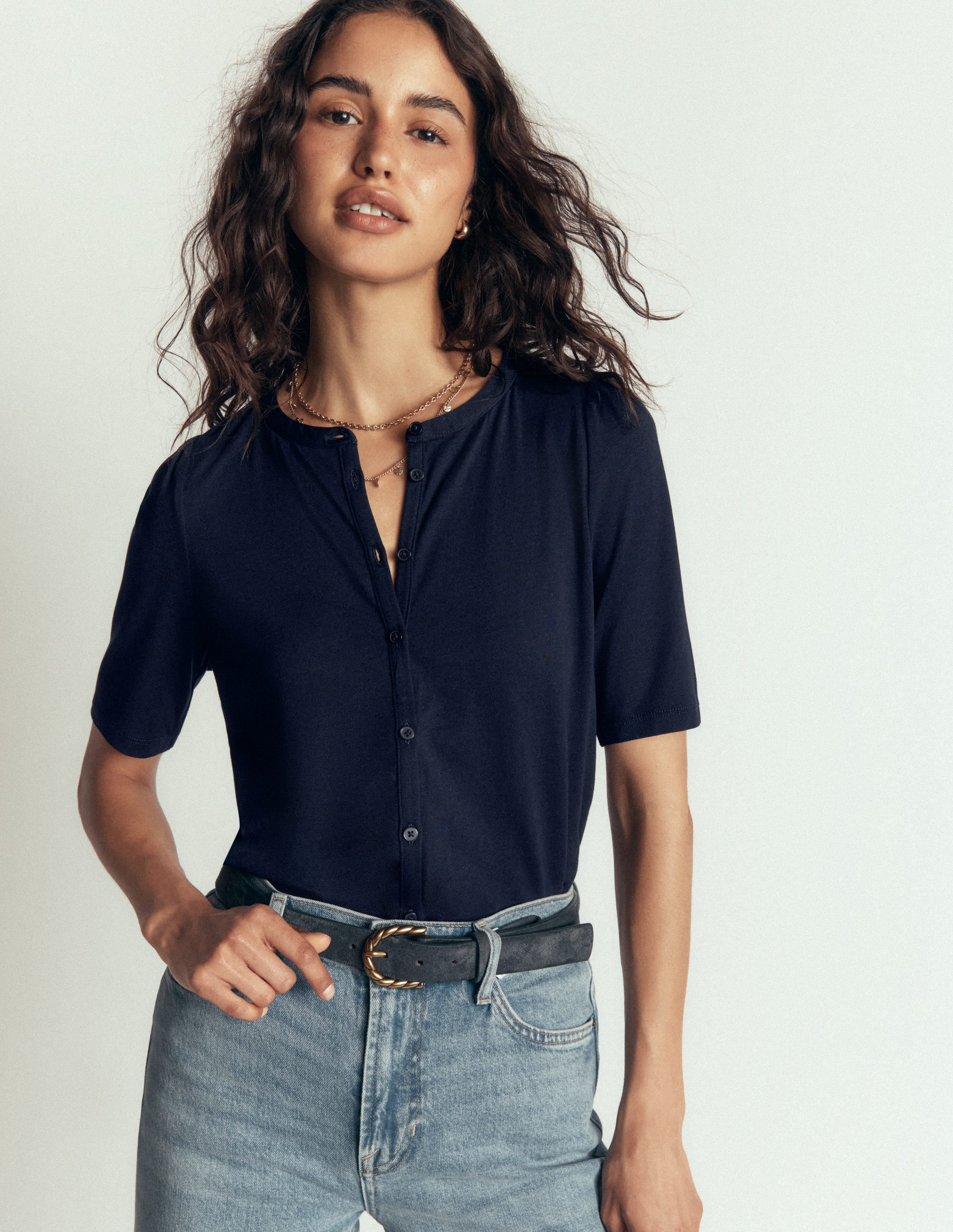 Supersoft Short Puff Shirt-Navy - Image 1