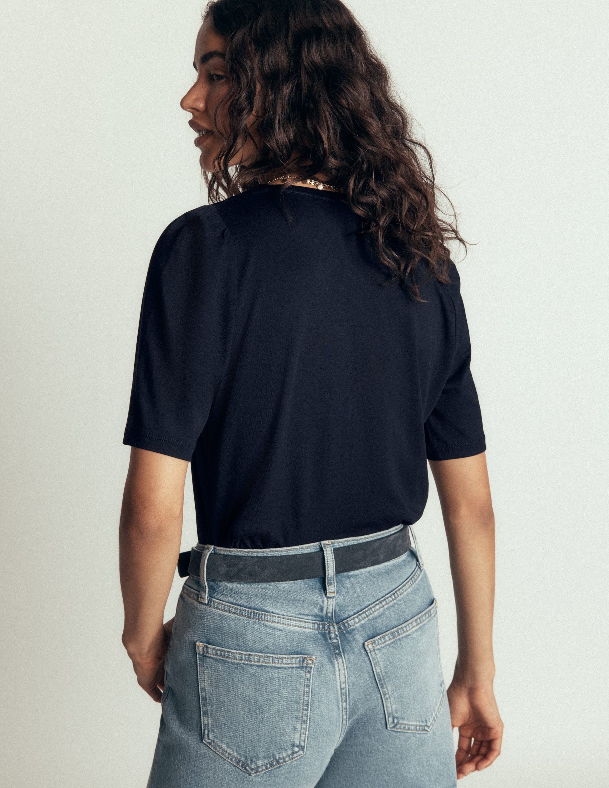 Supersoft Short Puff Shirt-Navy-3
