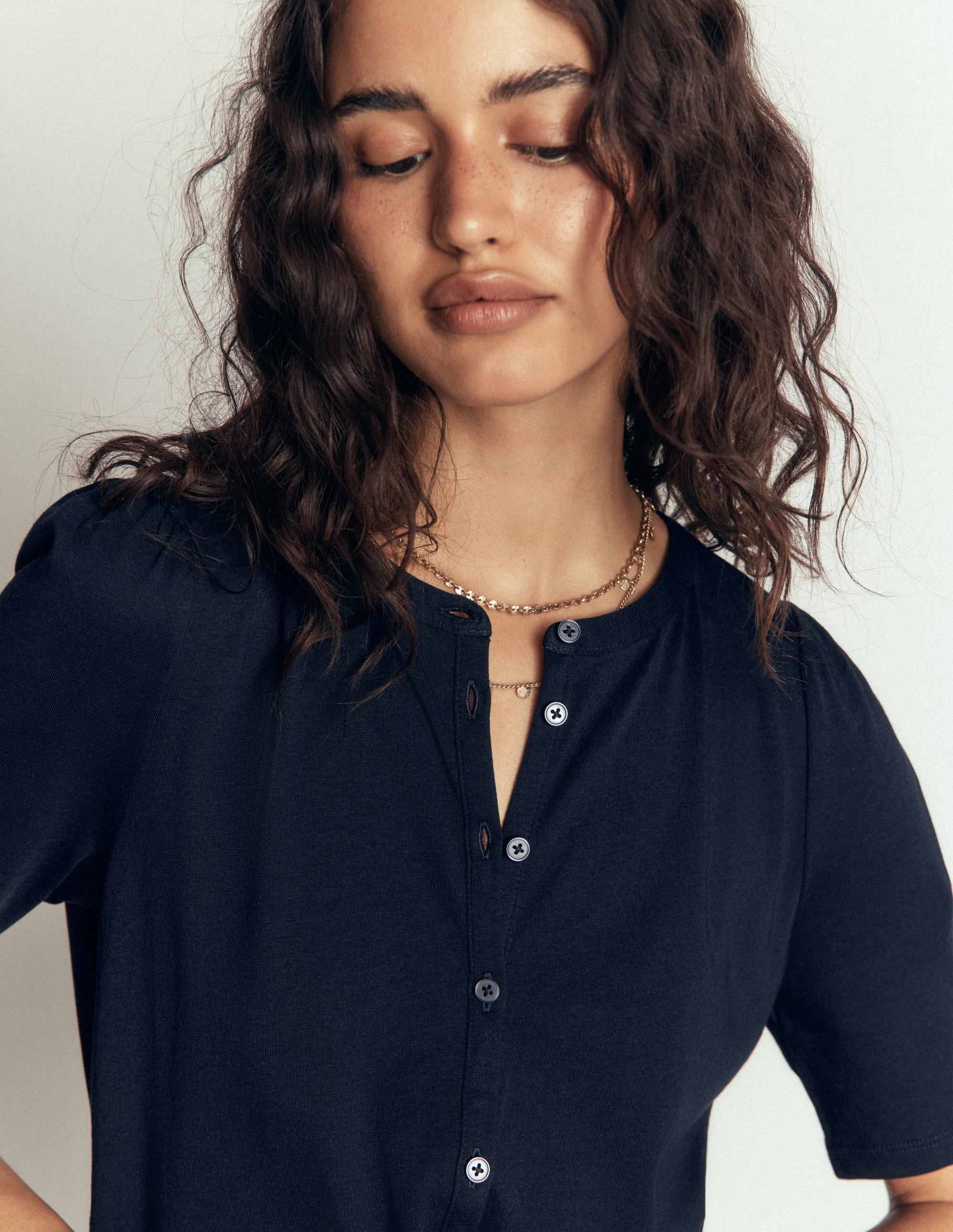 Supersoft Short Puff Shirt-Navy - Image 5