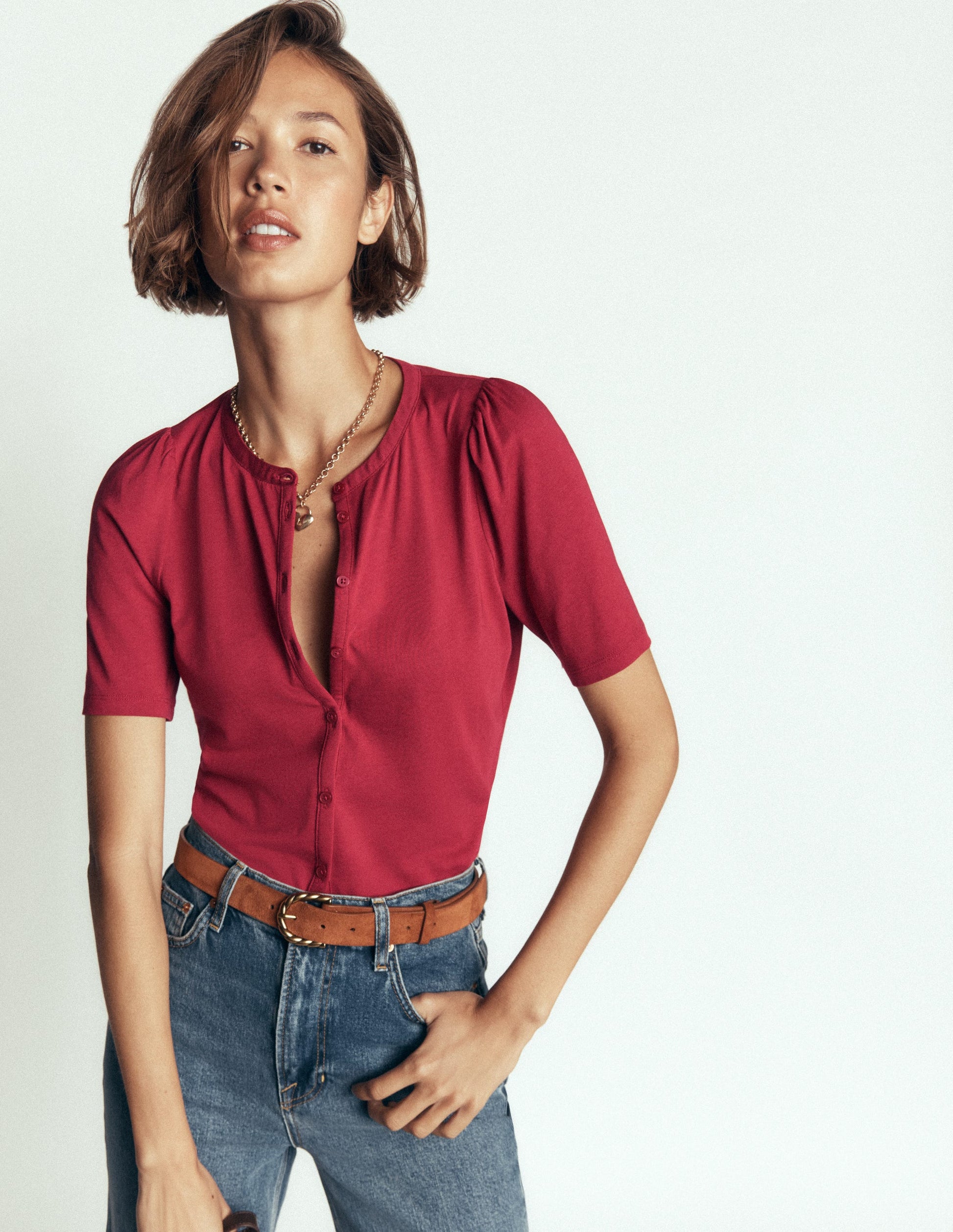 Supersoft Short Puff Shirt-Red Earth-1