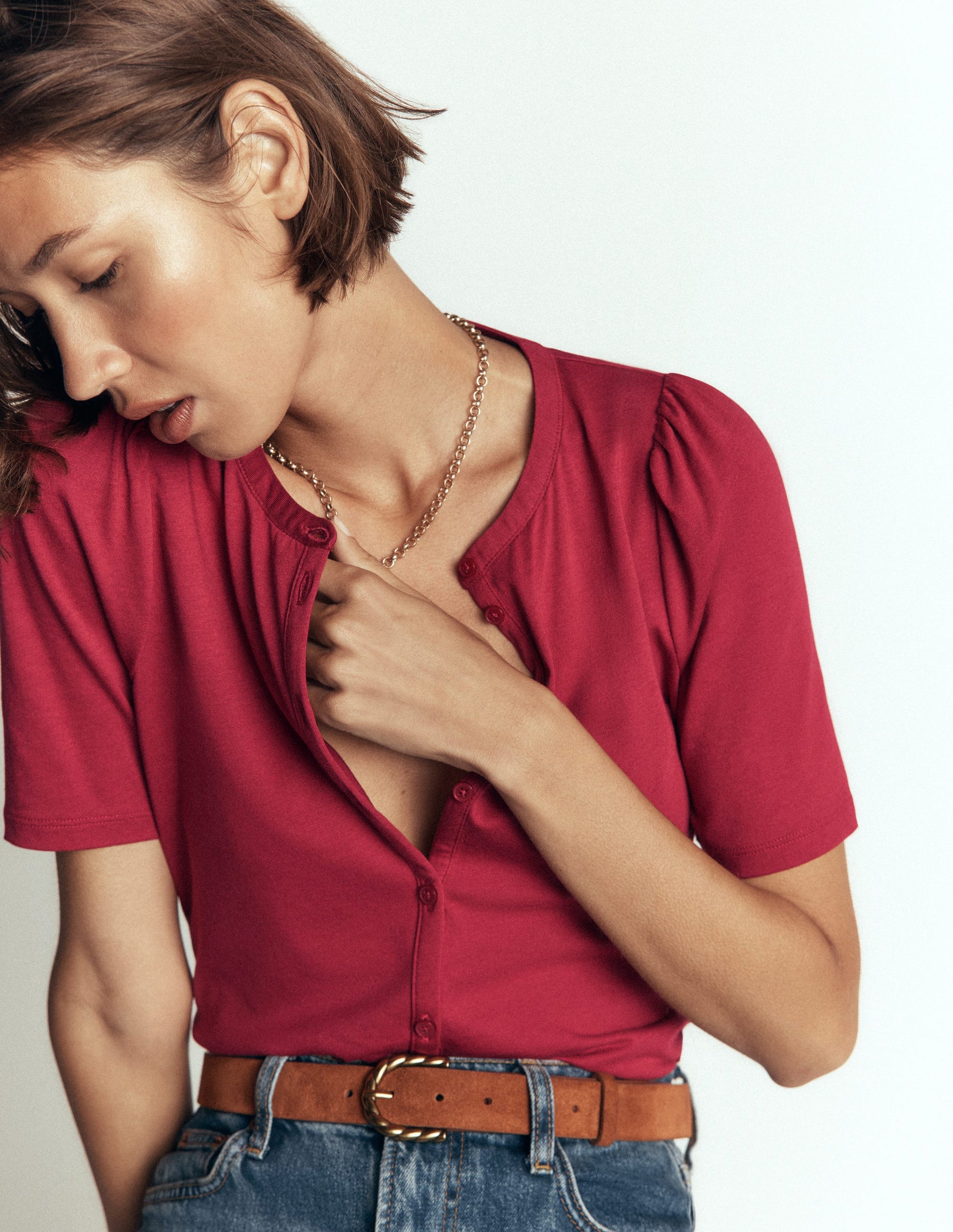 Supersoft Short Puff Shirt-Red Earth-5
