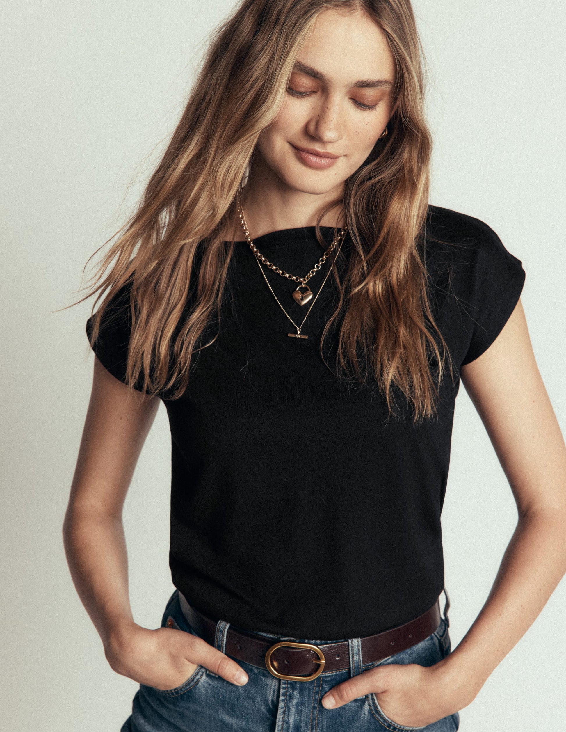 Supersoft Slash Neck T-Shirt-Black-1