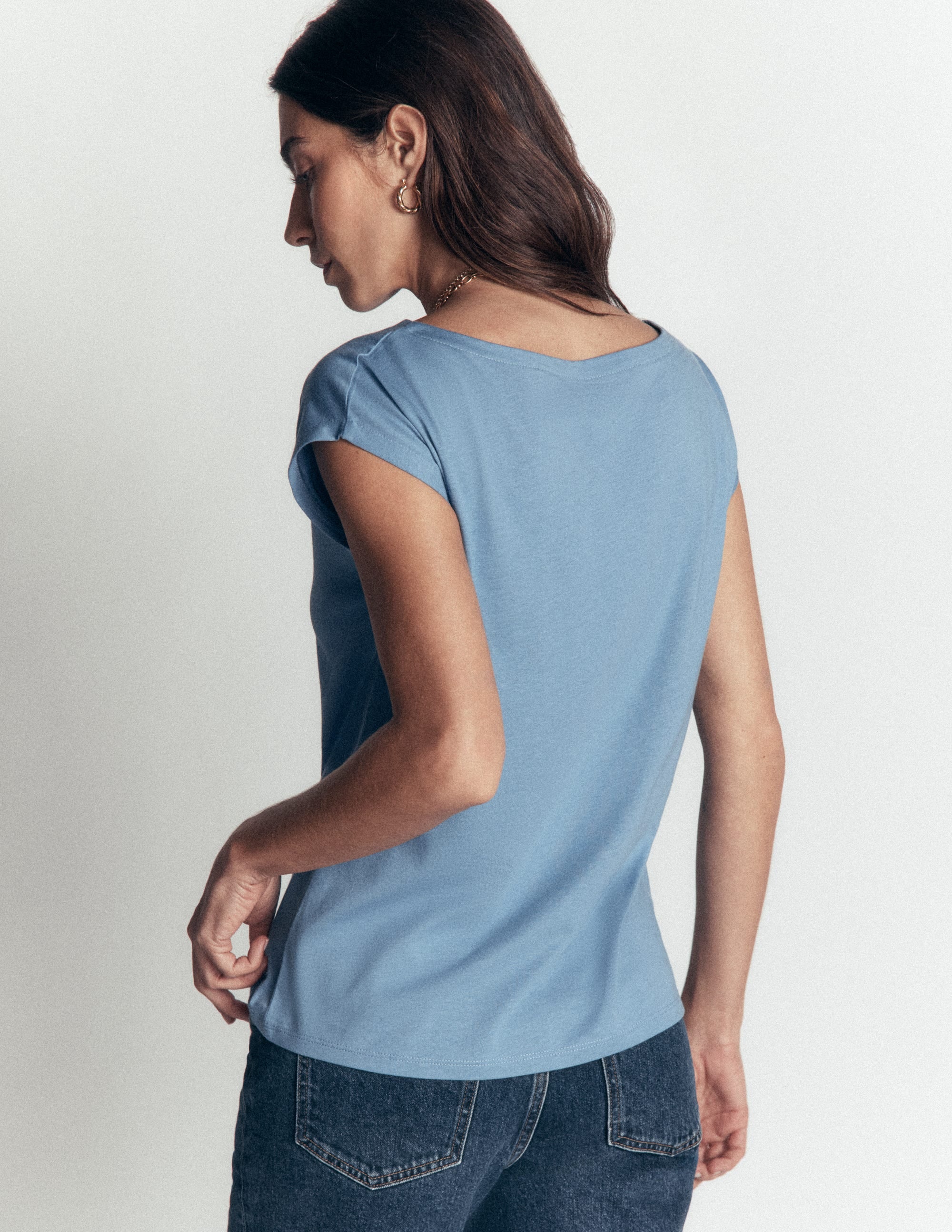 Supersoft Slash Neck T-Shirt-Blue Aura - Image 2
