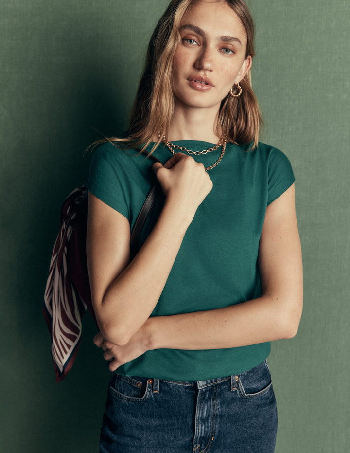 Supersoft Slash Neck T-Shirt-Midnight Teal