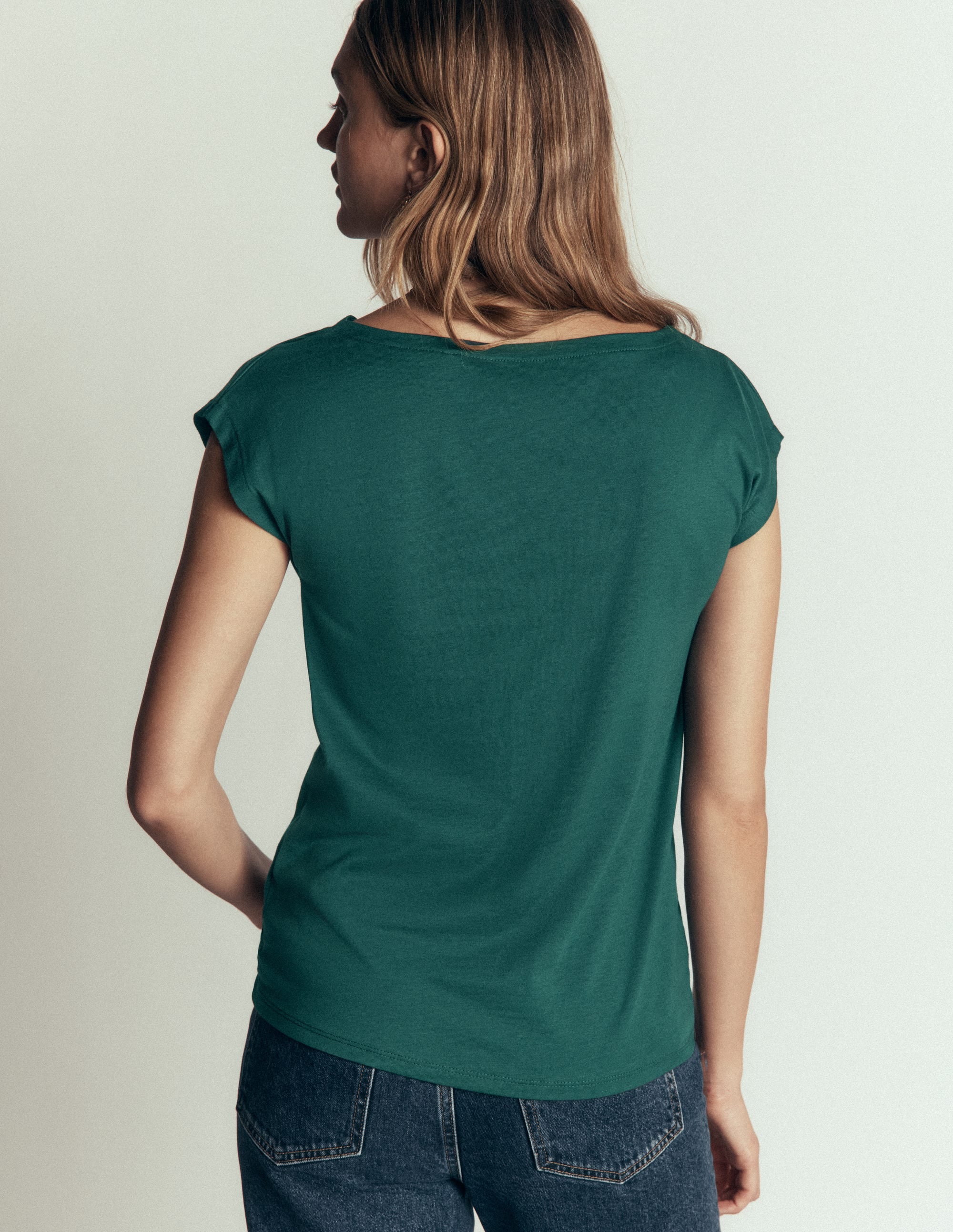 Supersoft Slash Neck T - Shirt - Midnight Teal | Boden USA