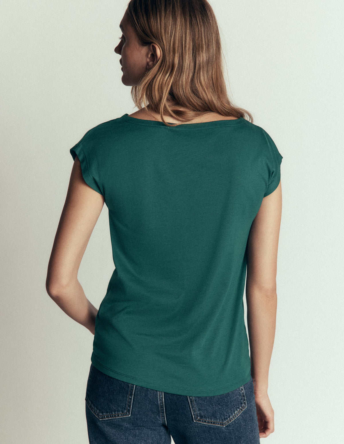 Supersoft Slash Neck T-Shirt-Midnight Teal - Image 3