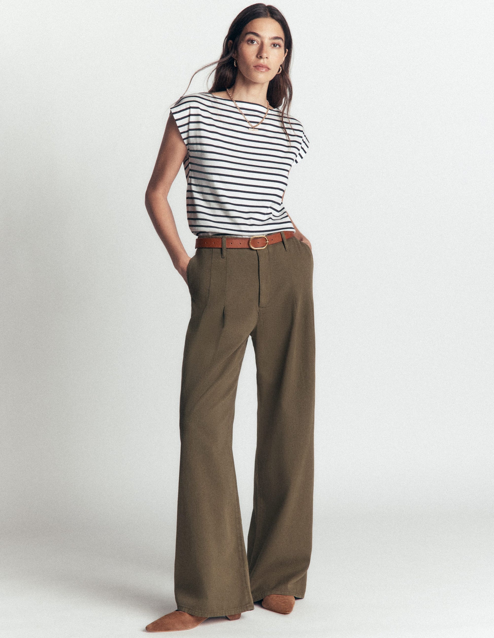 Supersoft Slash Neck T-Shirt-Ivory and Navy Stripe-4