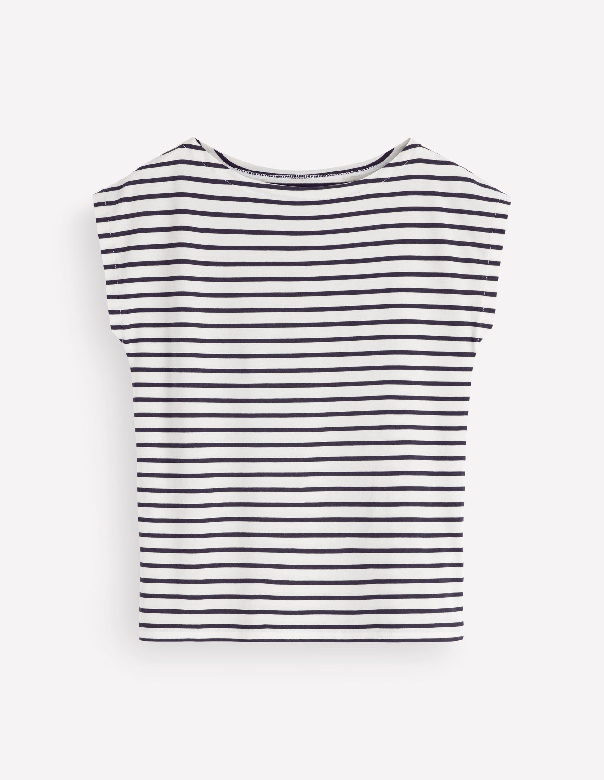 Supersoft Slash Neck T-Shirt-Ivory and Navy Stripe-5