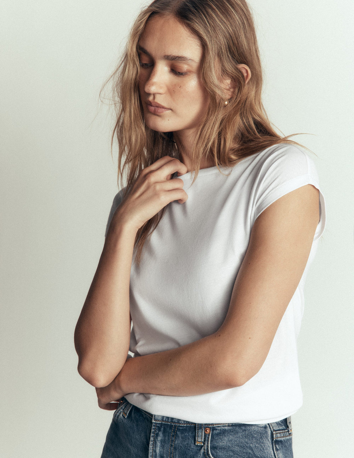 Supersoft Slash Neck T-Shirt-White - Image 1