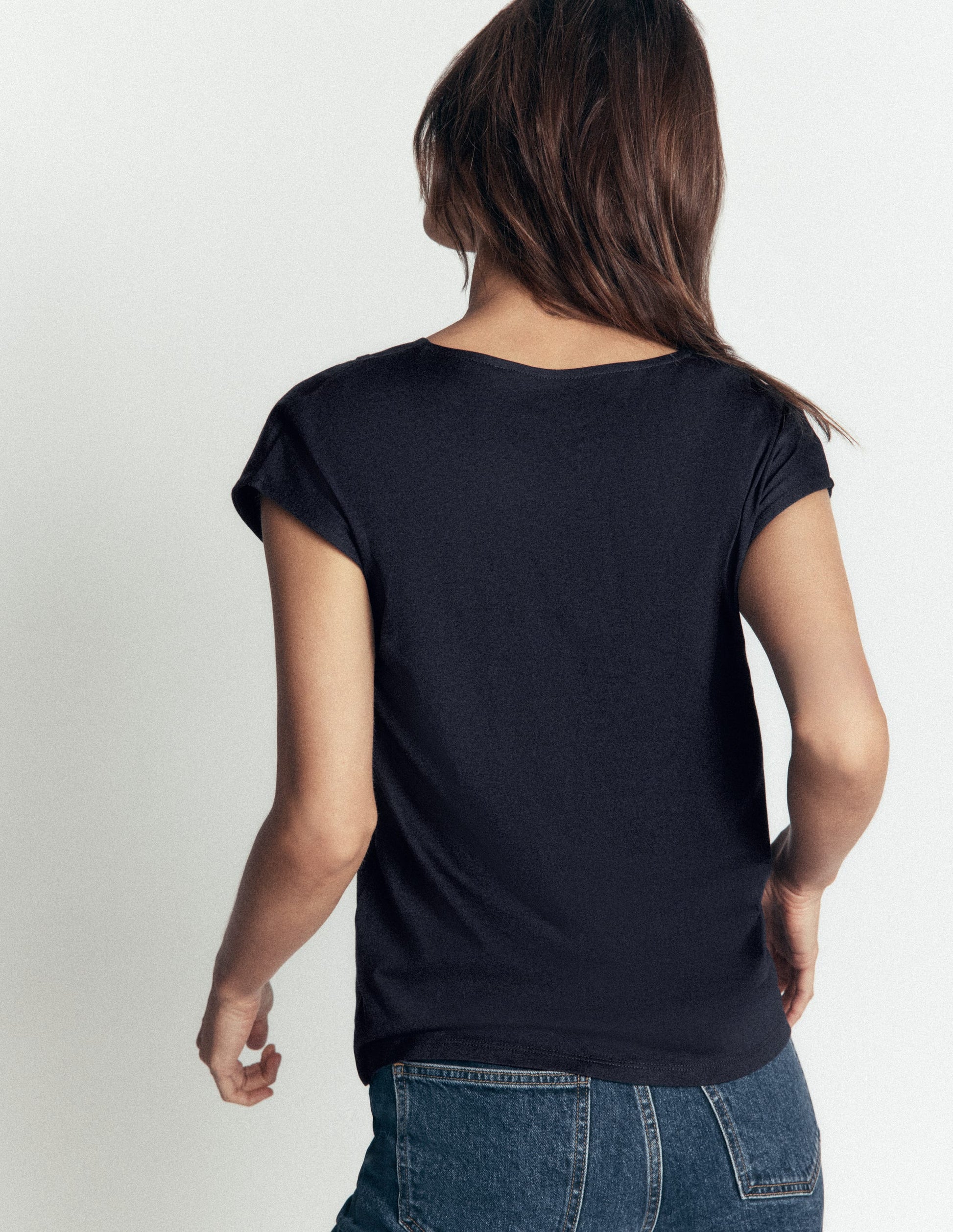 Supersoft V-neck T-shirt-Navy-3