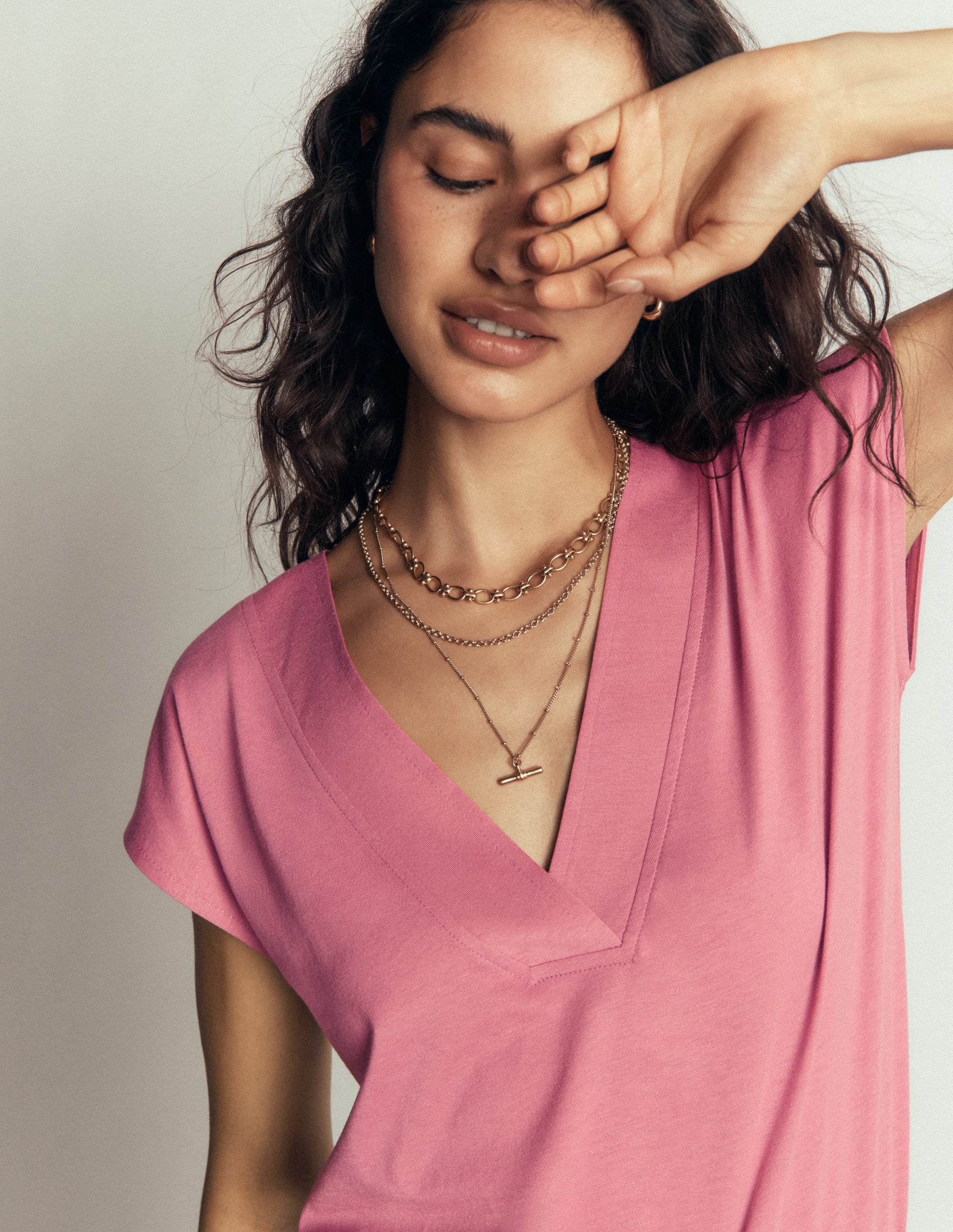 Supersoft V-neck T-shirt-Pink Heather - Image 2