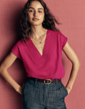 Supersoft V-neck T-shirt-Beet Red