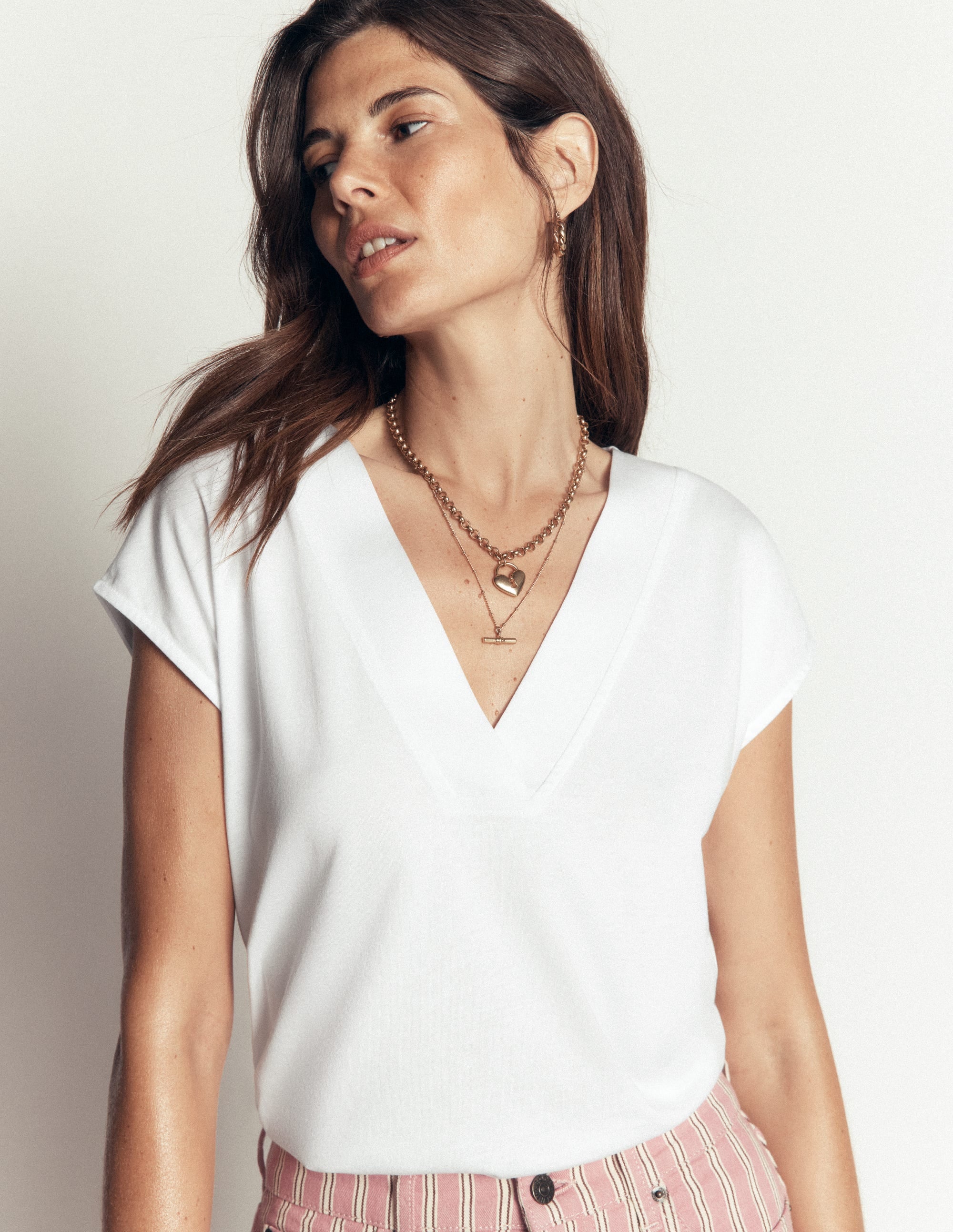 Supersoft V-neck T-shirt-White - Image 4