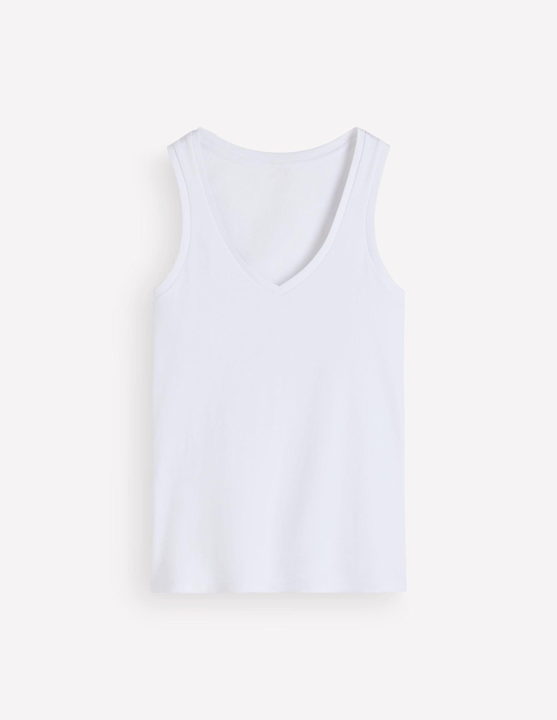 Essential V Neck Vest-White-5