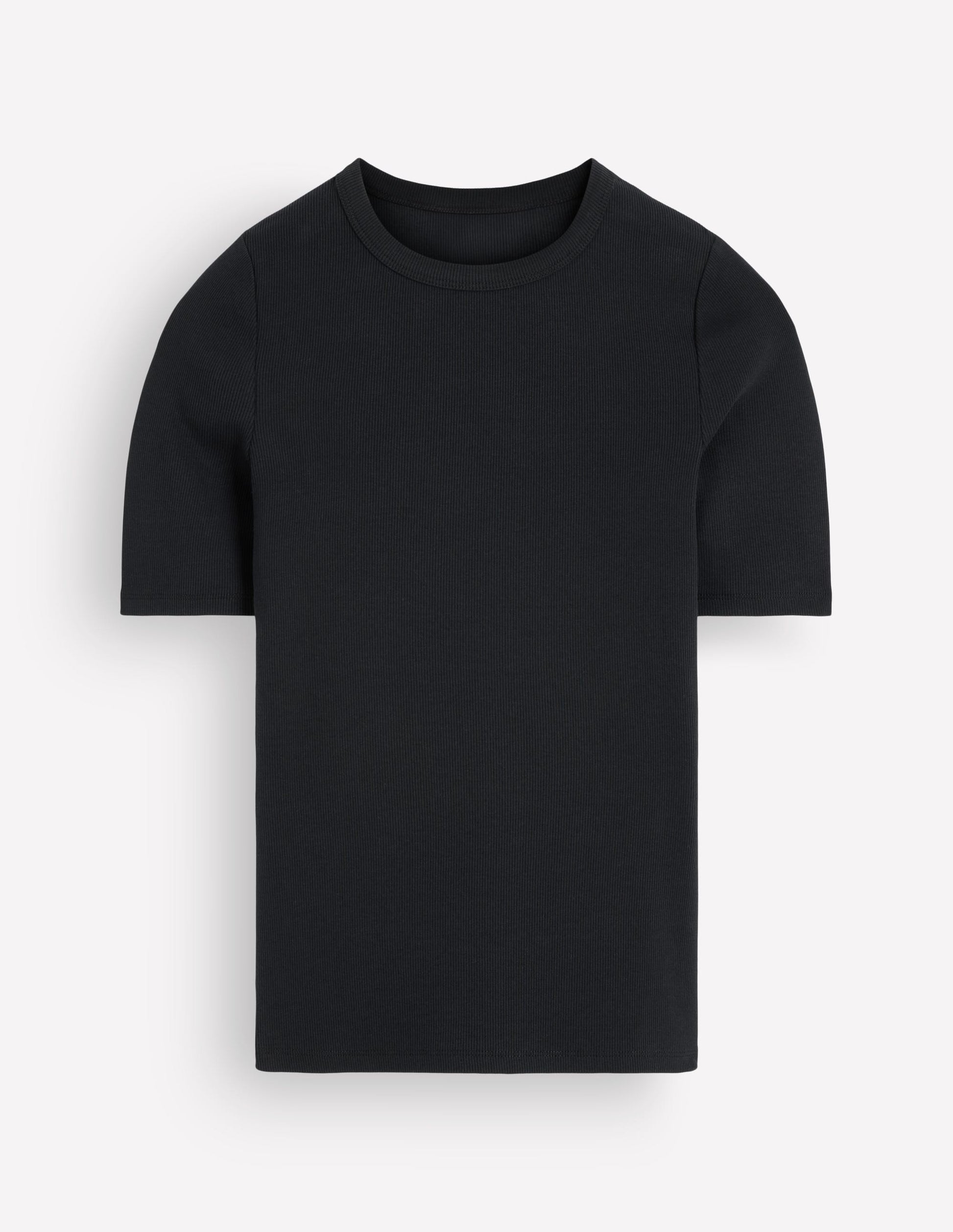 Ribbed Cotton T-Shirt-Black-6