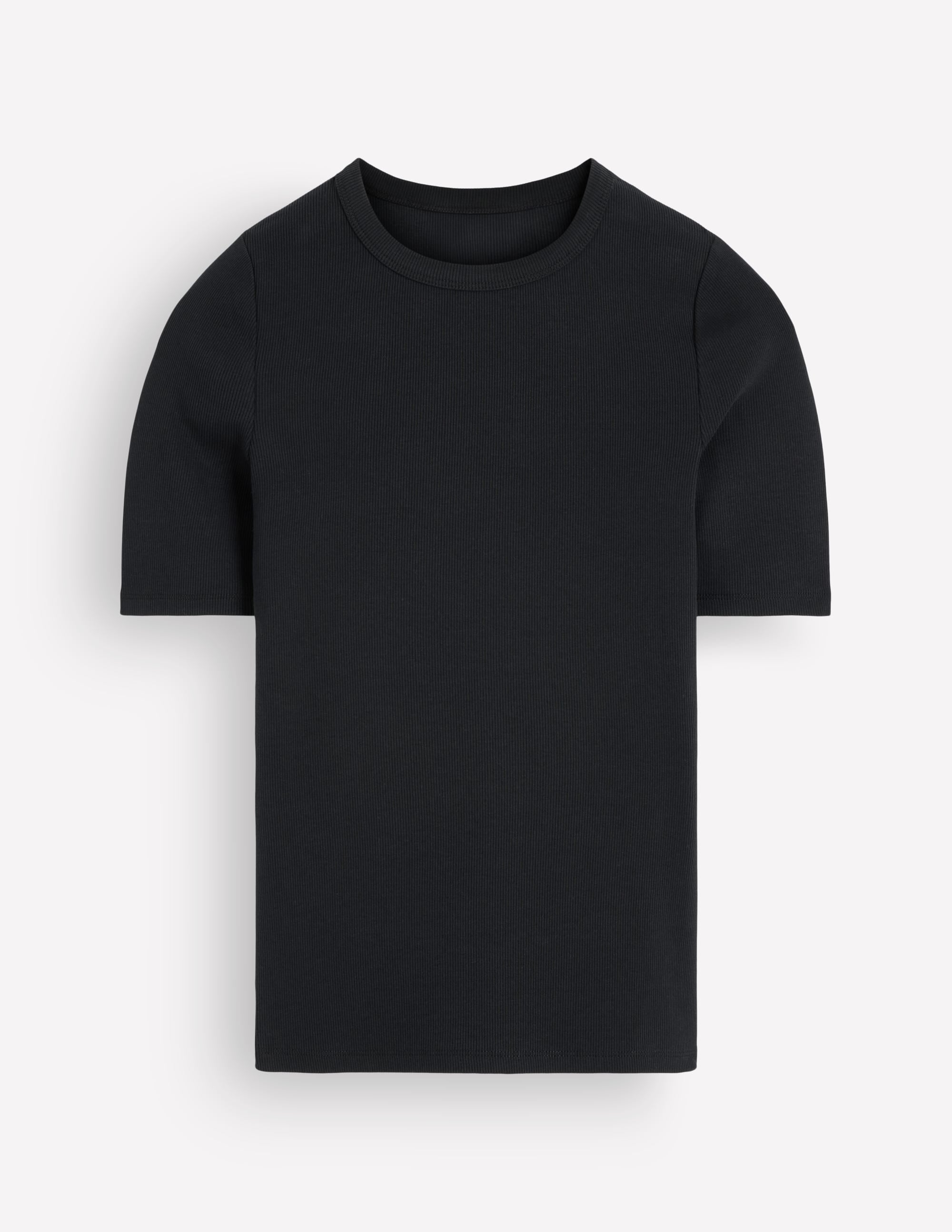 Ribbed Cotton T-Shirt-Black - Image 6