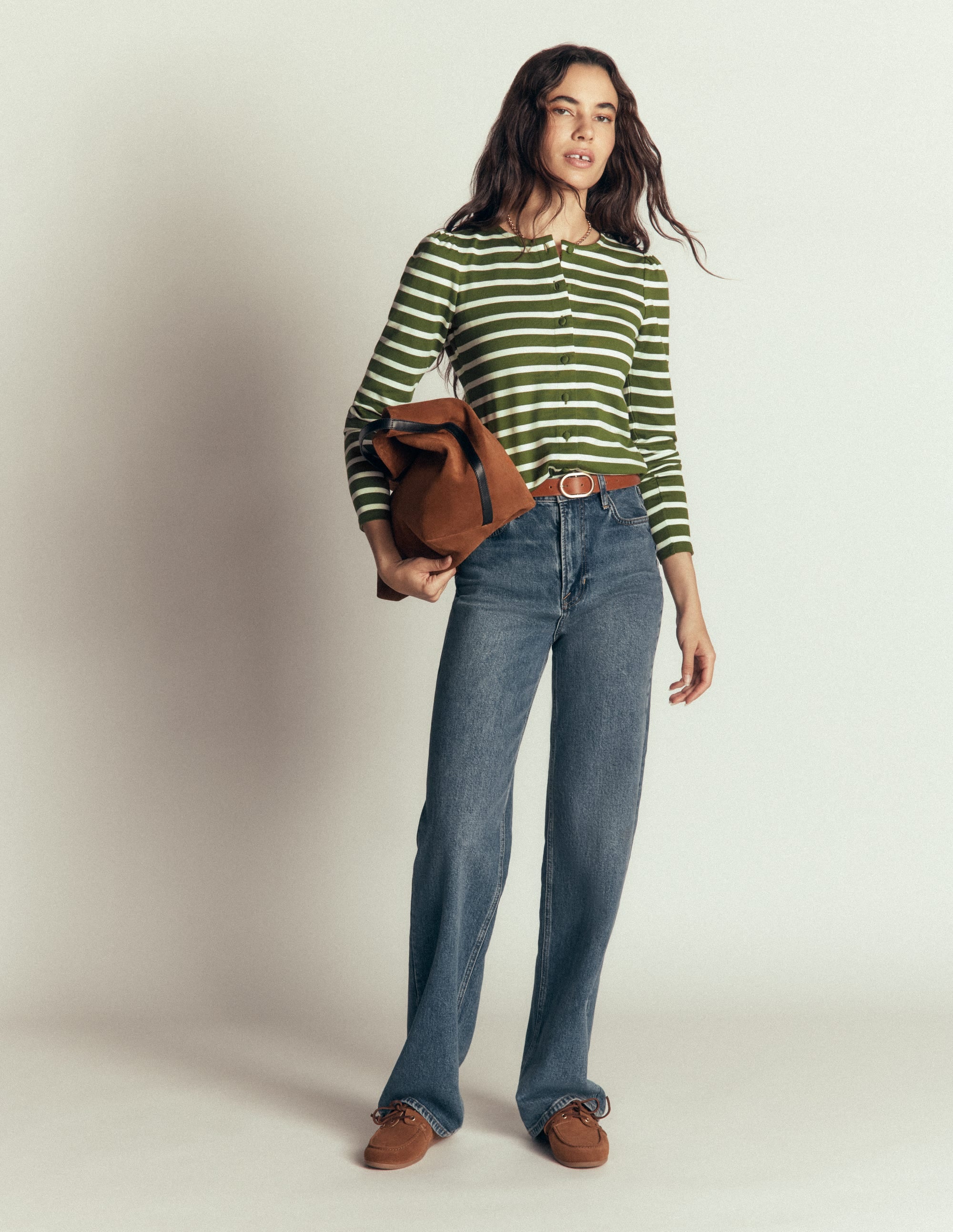 Iris Puff Sleeve Mariner-Chive and Ivory Stripe - Image 1
