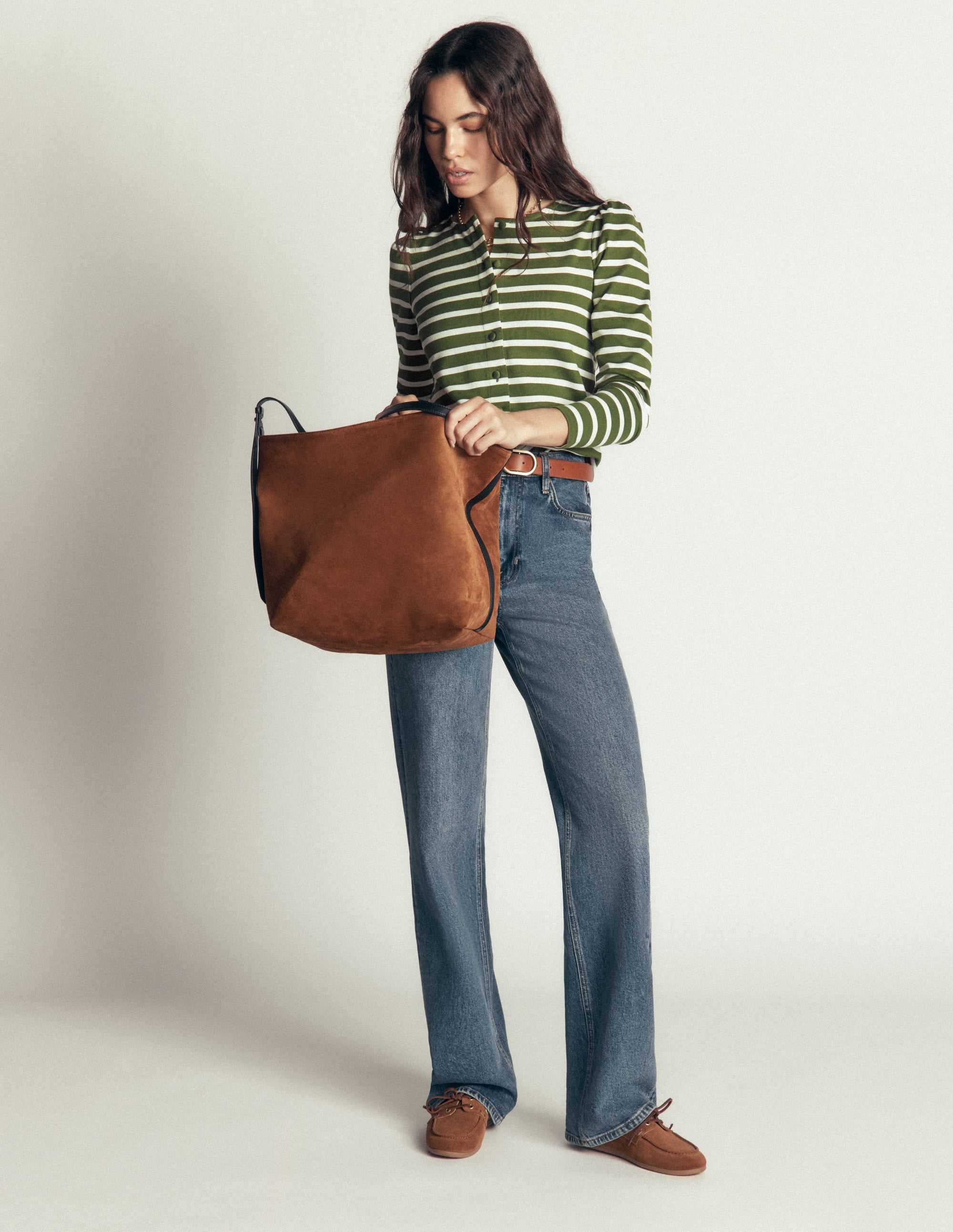 Iris Puff Sleeve Mariner-Chive and Ivory Stripe - Image 1