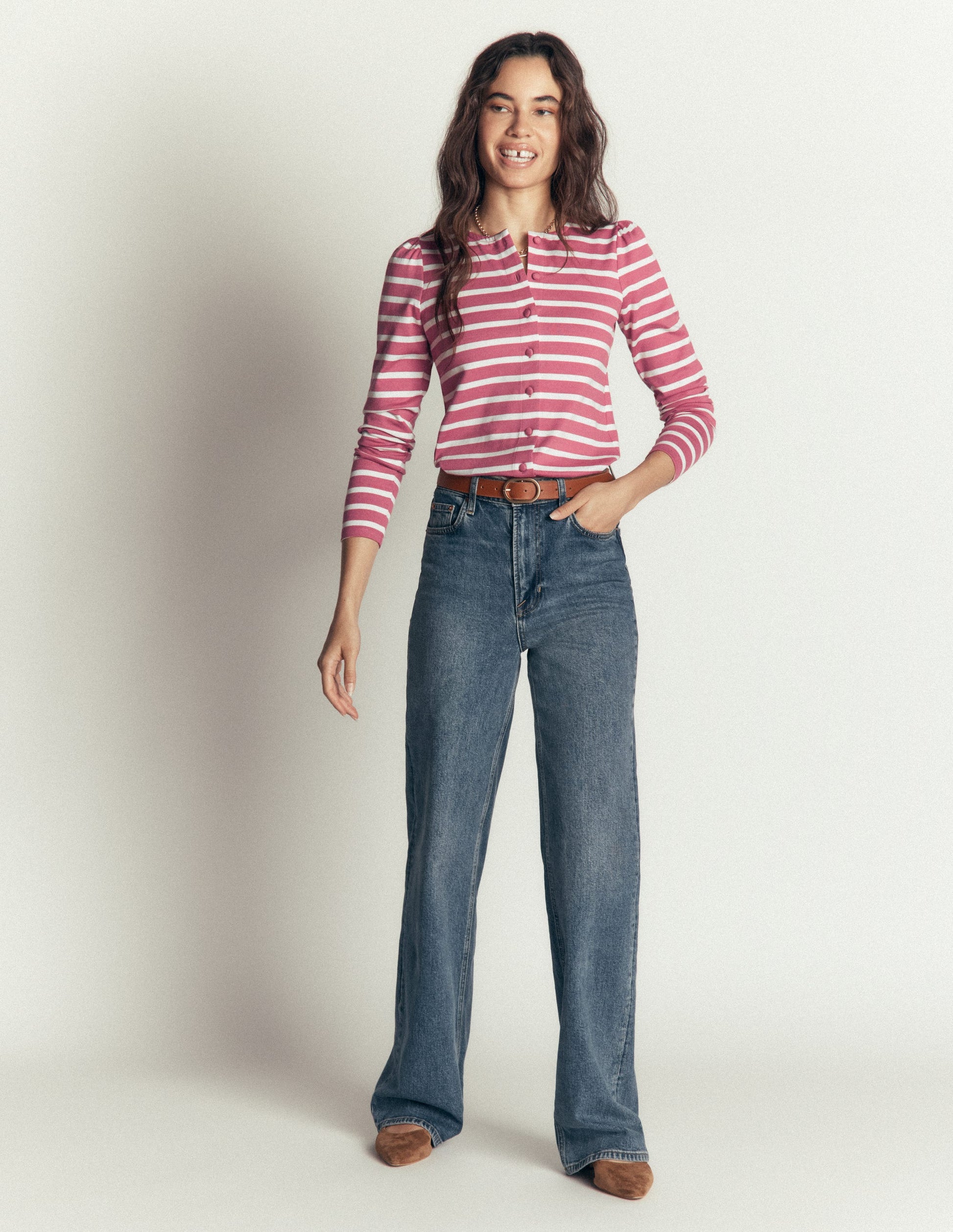 Iris Puff Sleeve Mariner-Heather Rose and Ivory Stripe-4