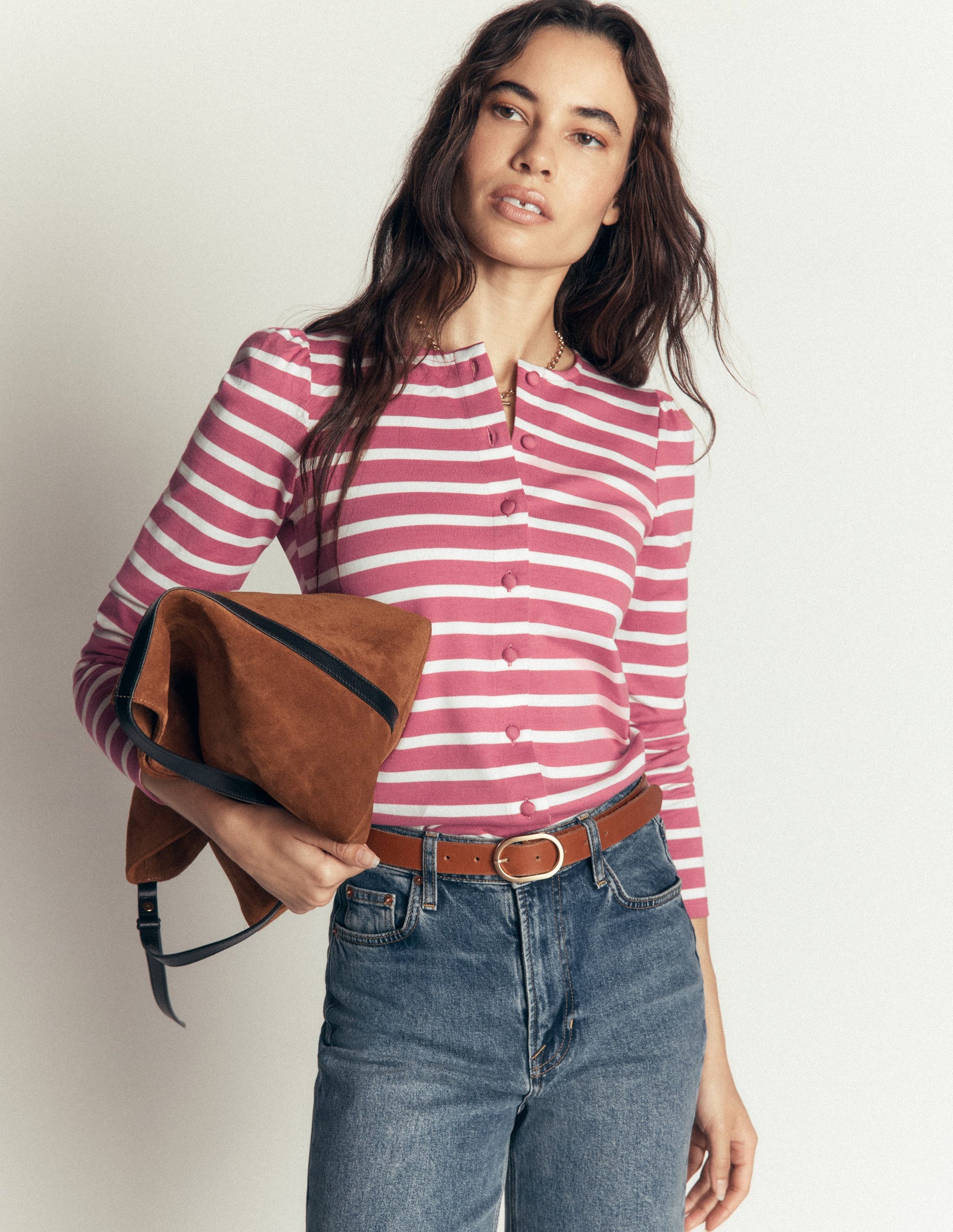 Iris Puff Sleeve Mariner-Heather Rose and Ivory Stripe-5