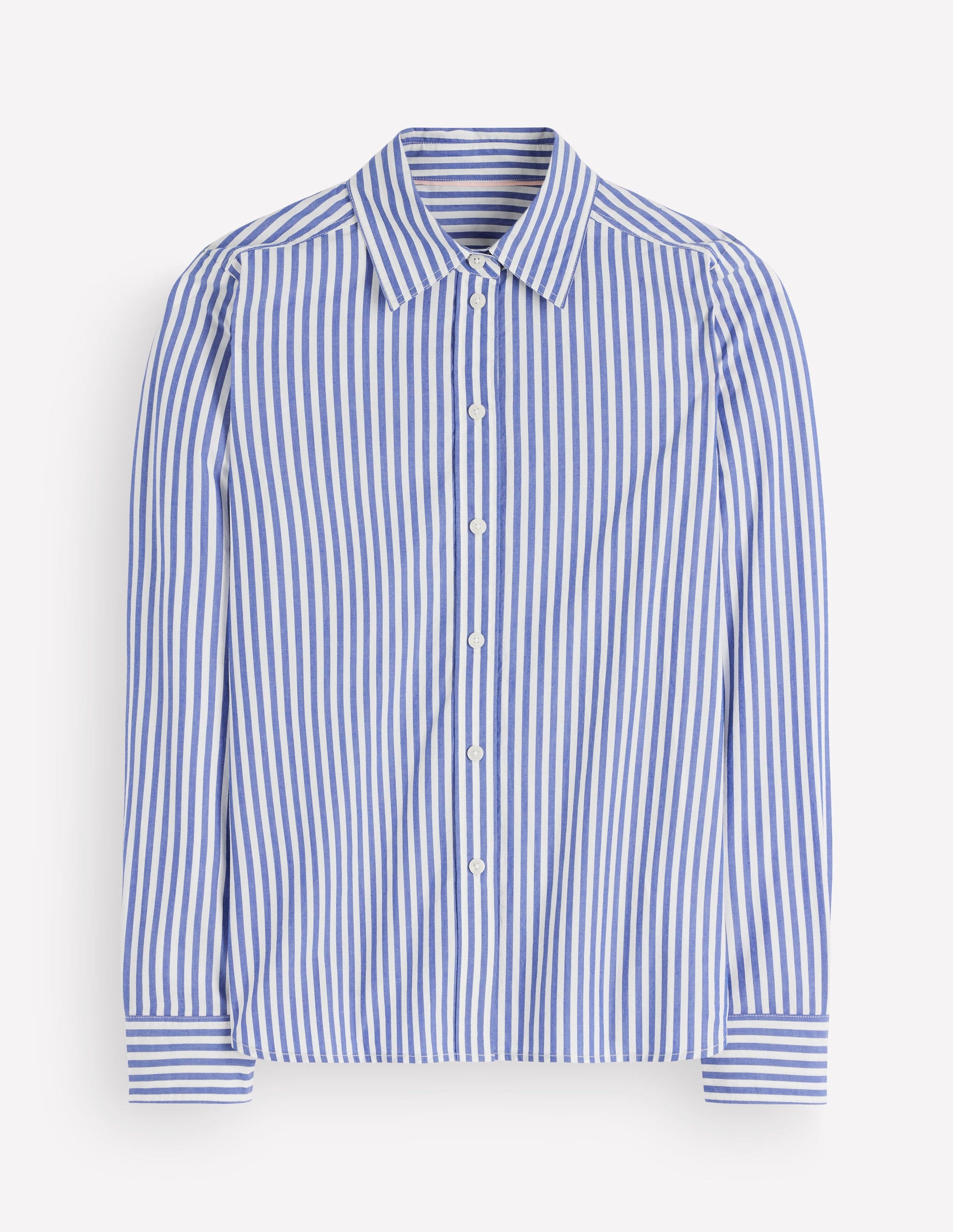 The New Sienna Cotton Shirt-Bright Blue, Ivory Stripe-6