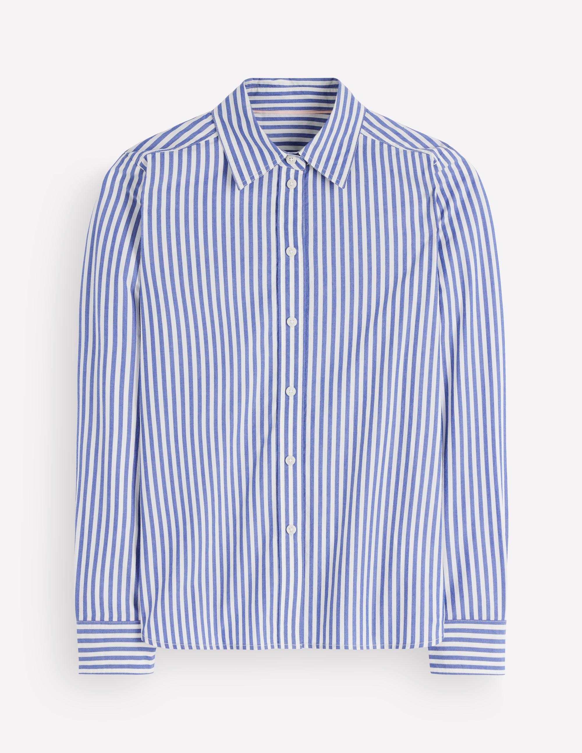 The New Sienna Cotton Shirt-Bright Blue, Ivory Stripe - Image 5