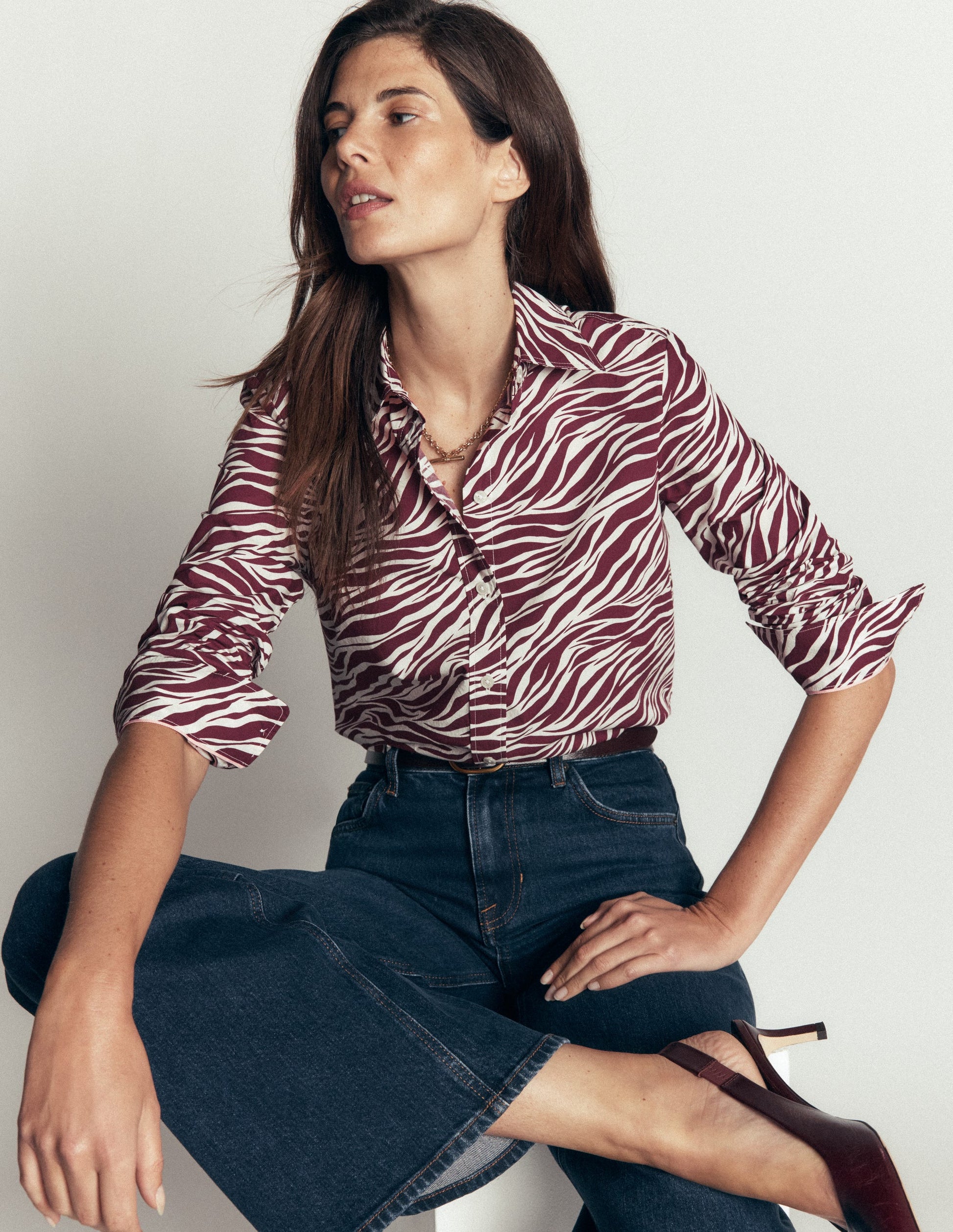 The New Sienna Cotton Shirt-Chestnut, Zebra Swirl-1