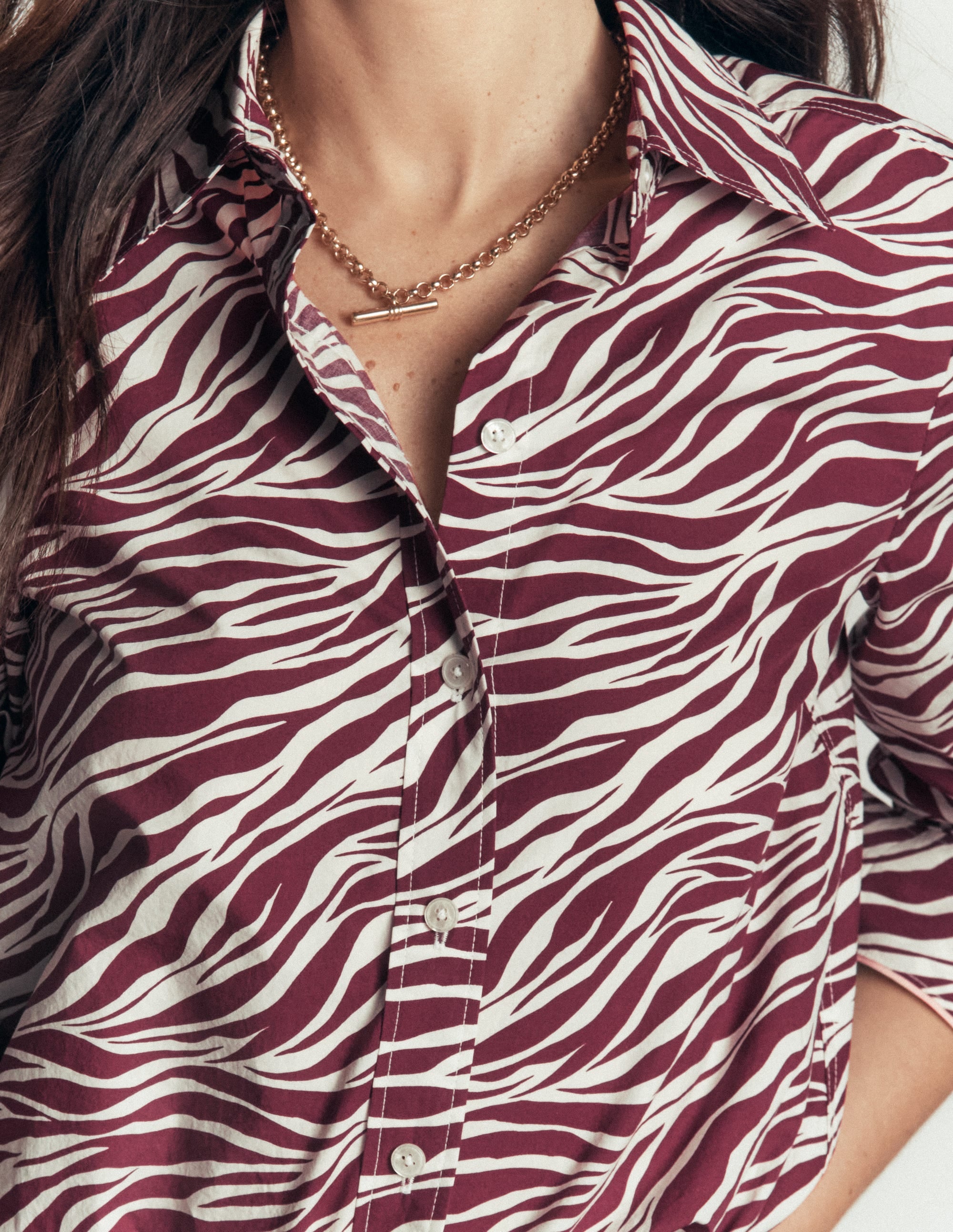 The New Sienna Cotton Shirt - Chestnut, Zebra Swirl | Boden USA