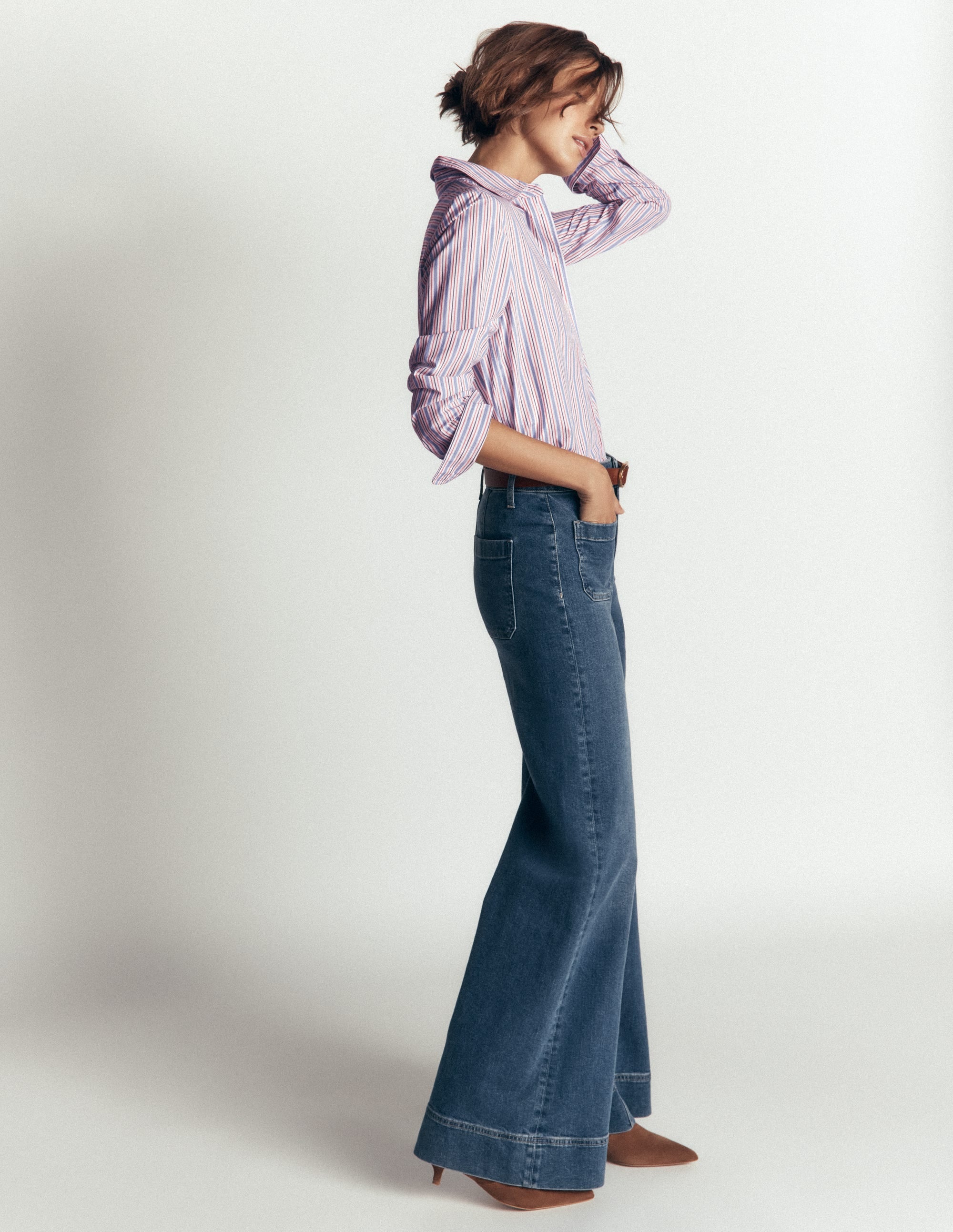 The New Sienna Cotton Shirt-Blue, Jam Red Stripe - Image 3