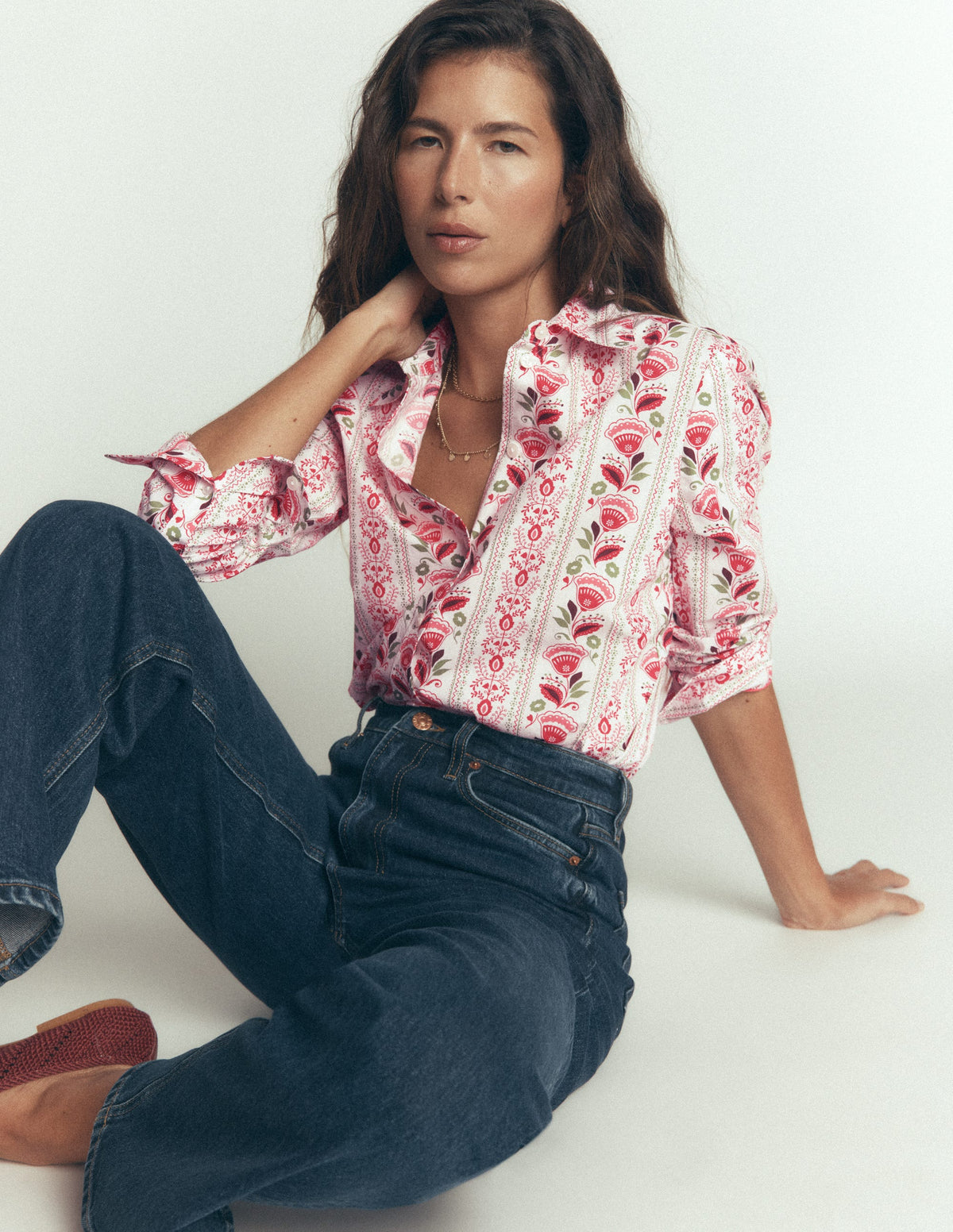 The New Sienna Cotton Shirt-Ivory, Petal Trail - Image 1