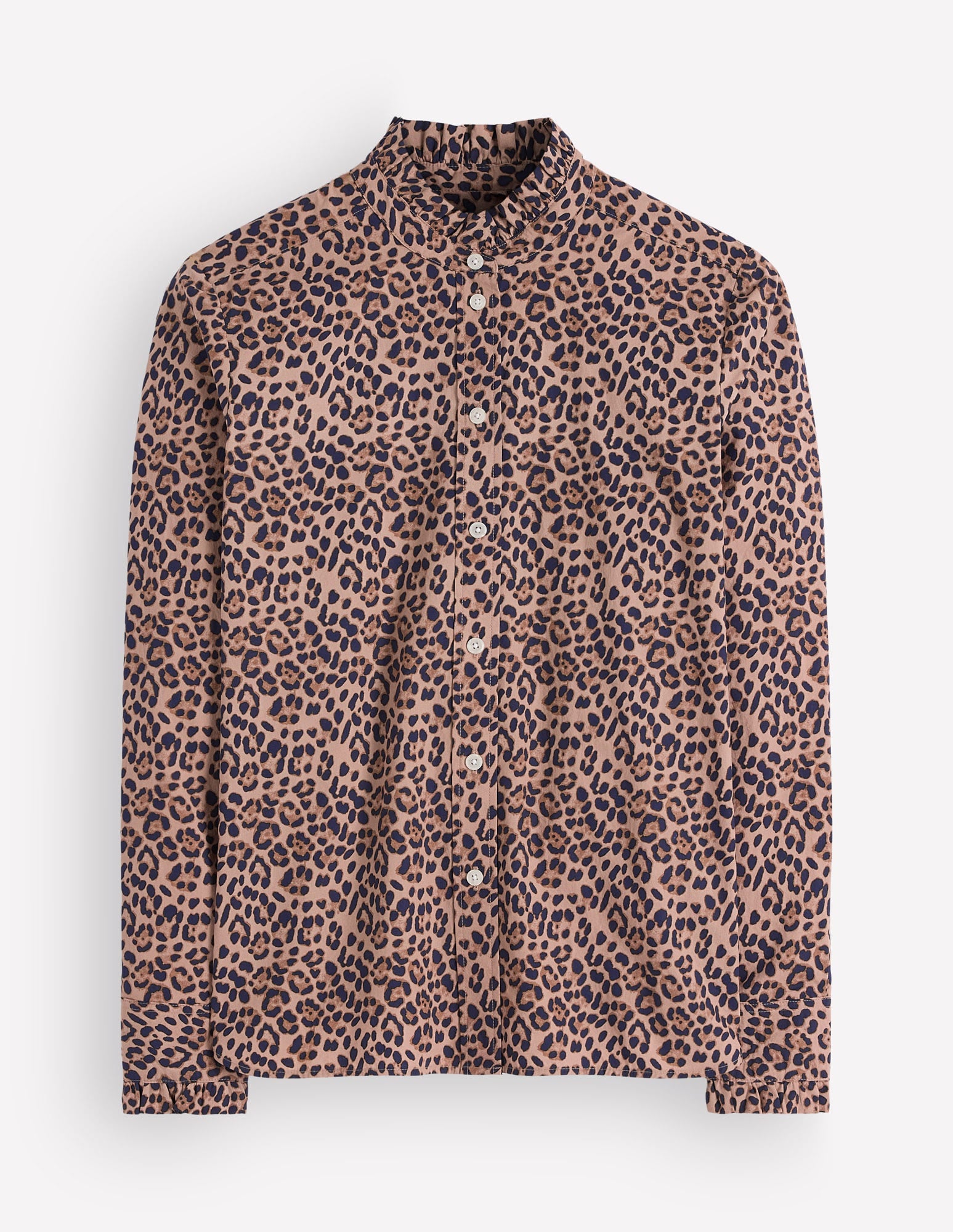 Sienna Frill Cotton Shirt-Demerara, Brushed Animal - Image 7