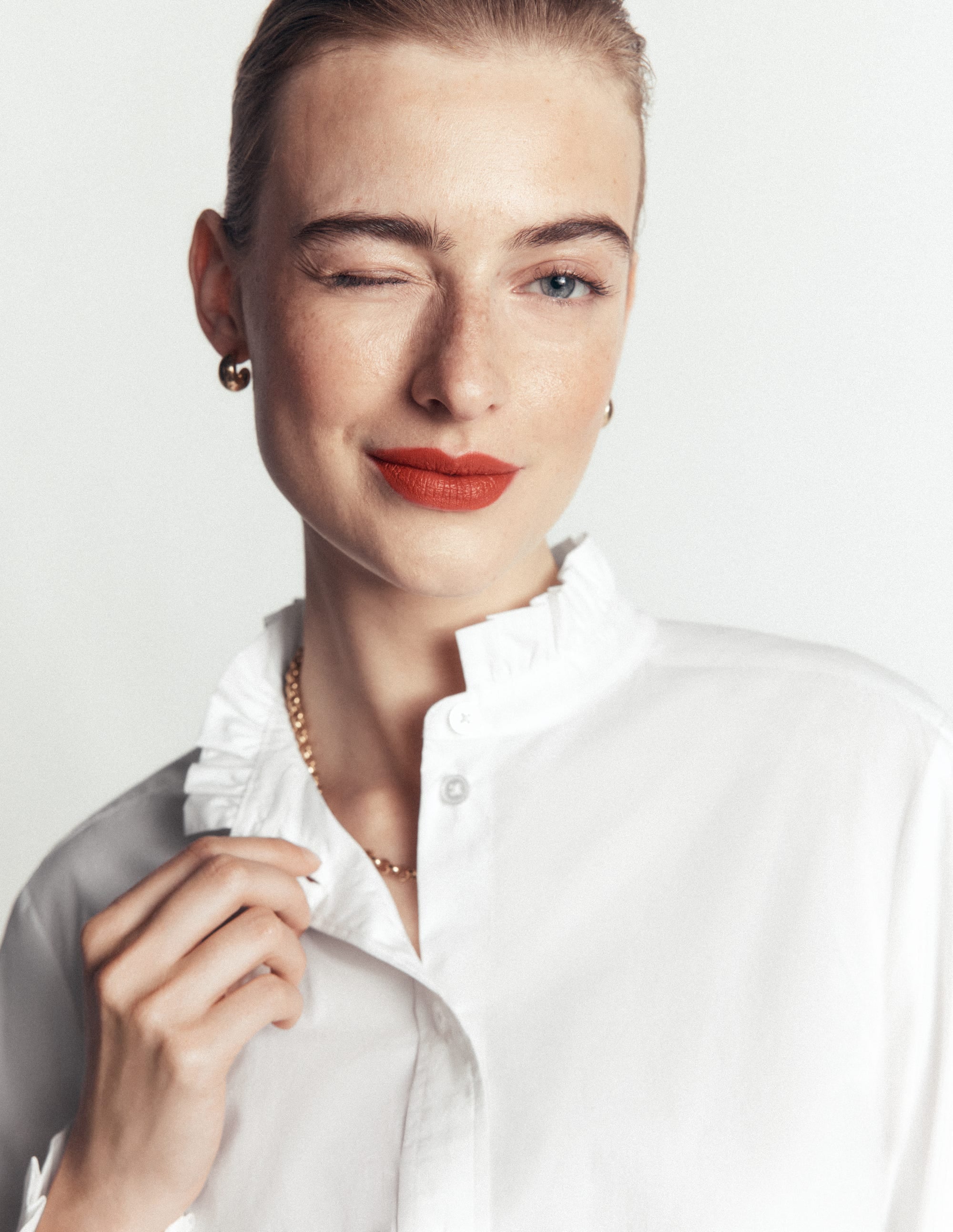 Sienna Frill Cotton Shirt-White - Image 2