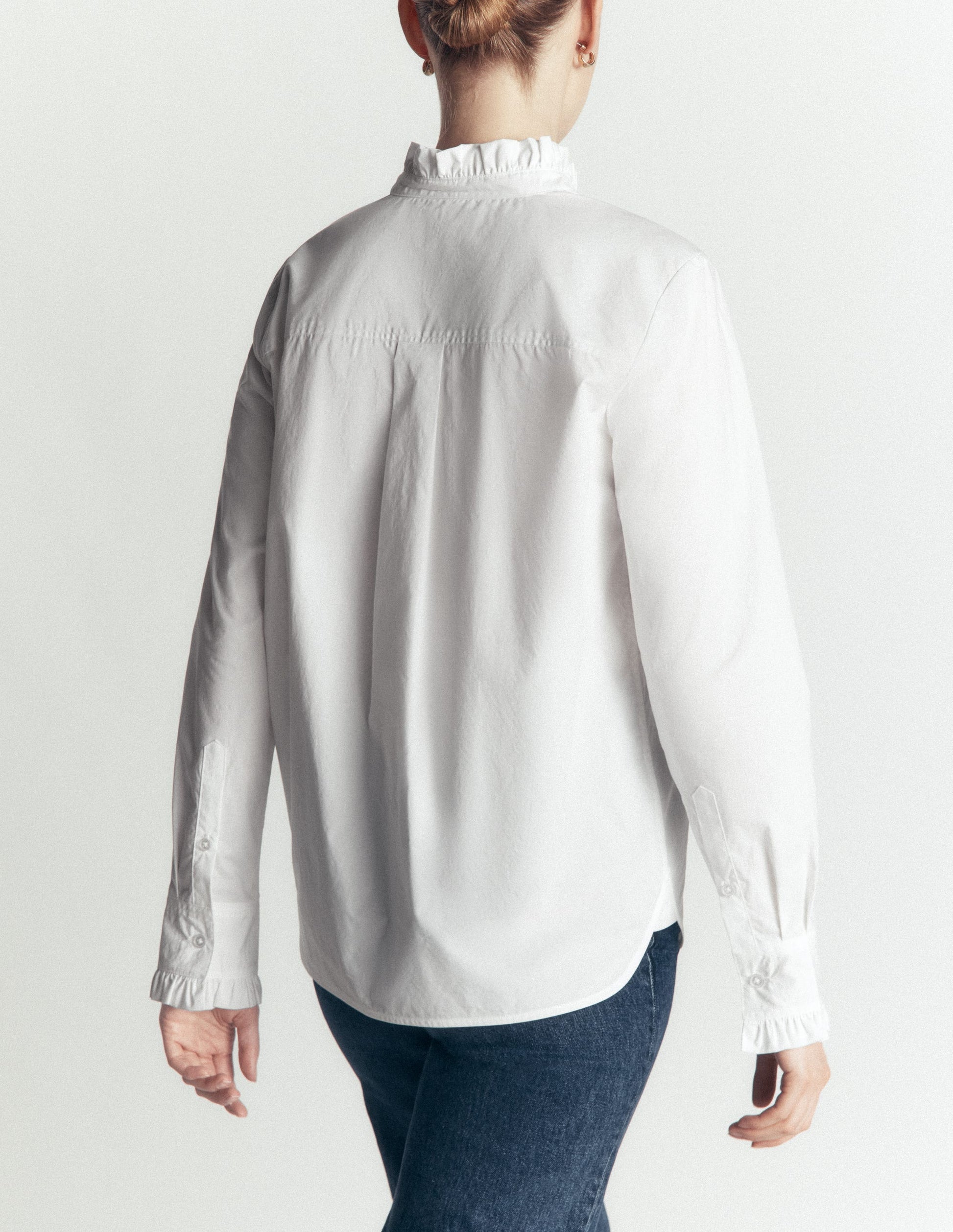 Sienna Frill Cotton Shirt-White-3