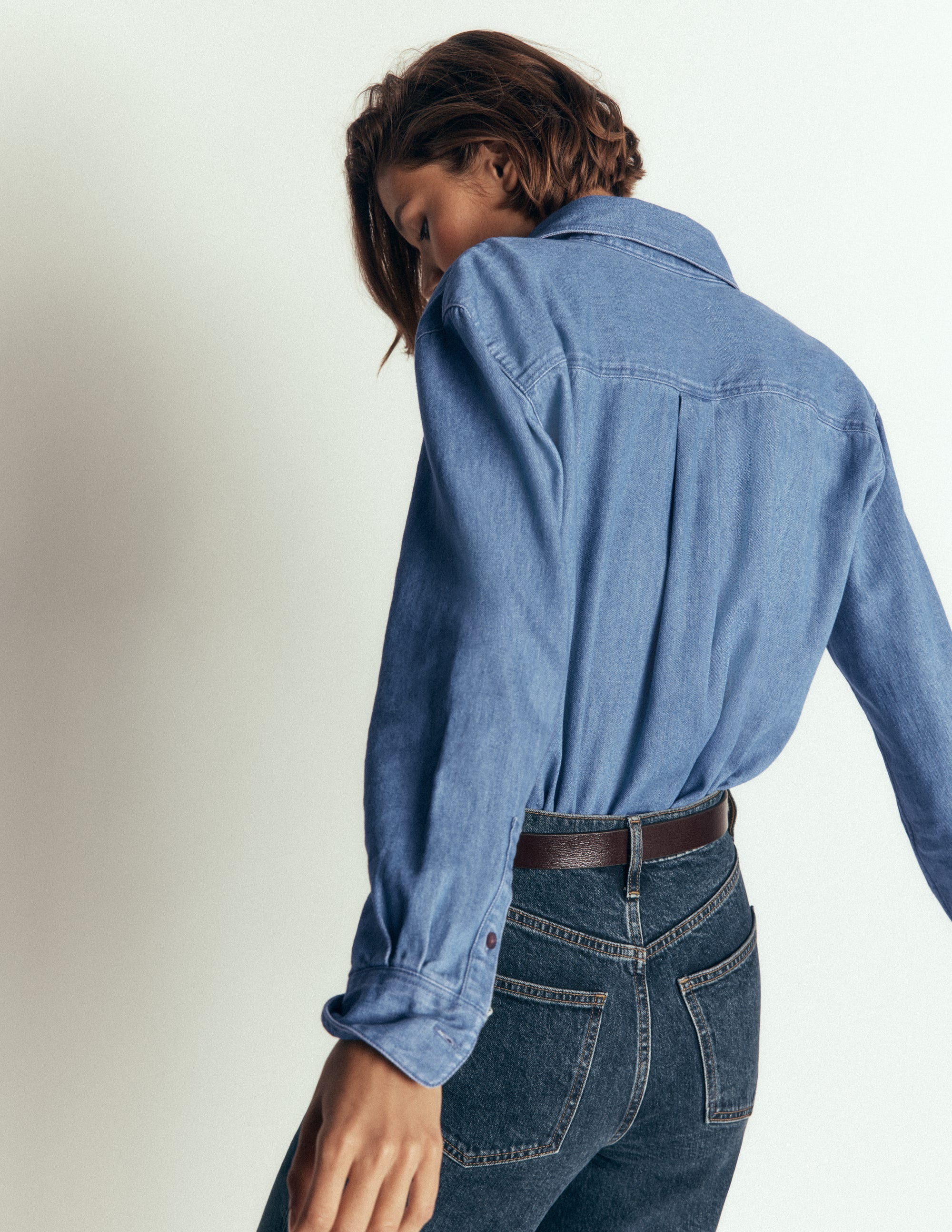 Sienna Cropped Denim Shirt-Light Authentic Denim - Image 2