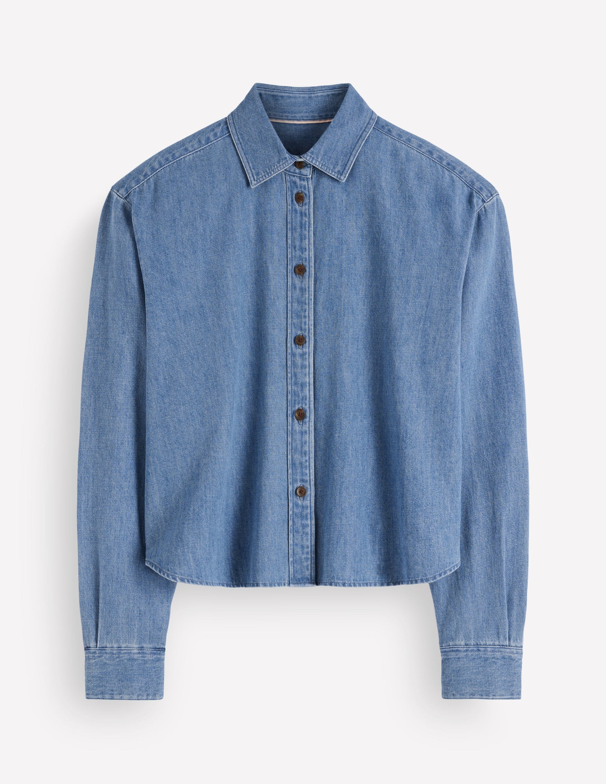 Sienna Cropped Denim Shirt-Light Authentic Denim-4